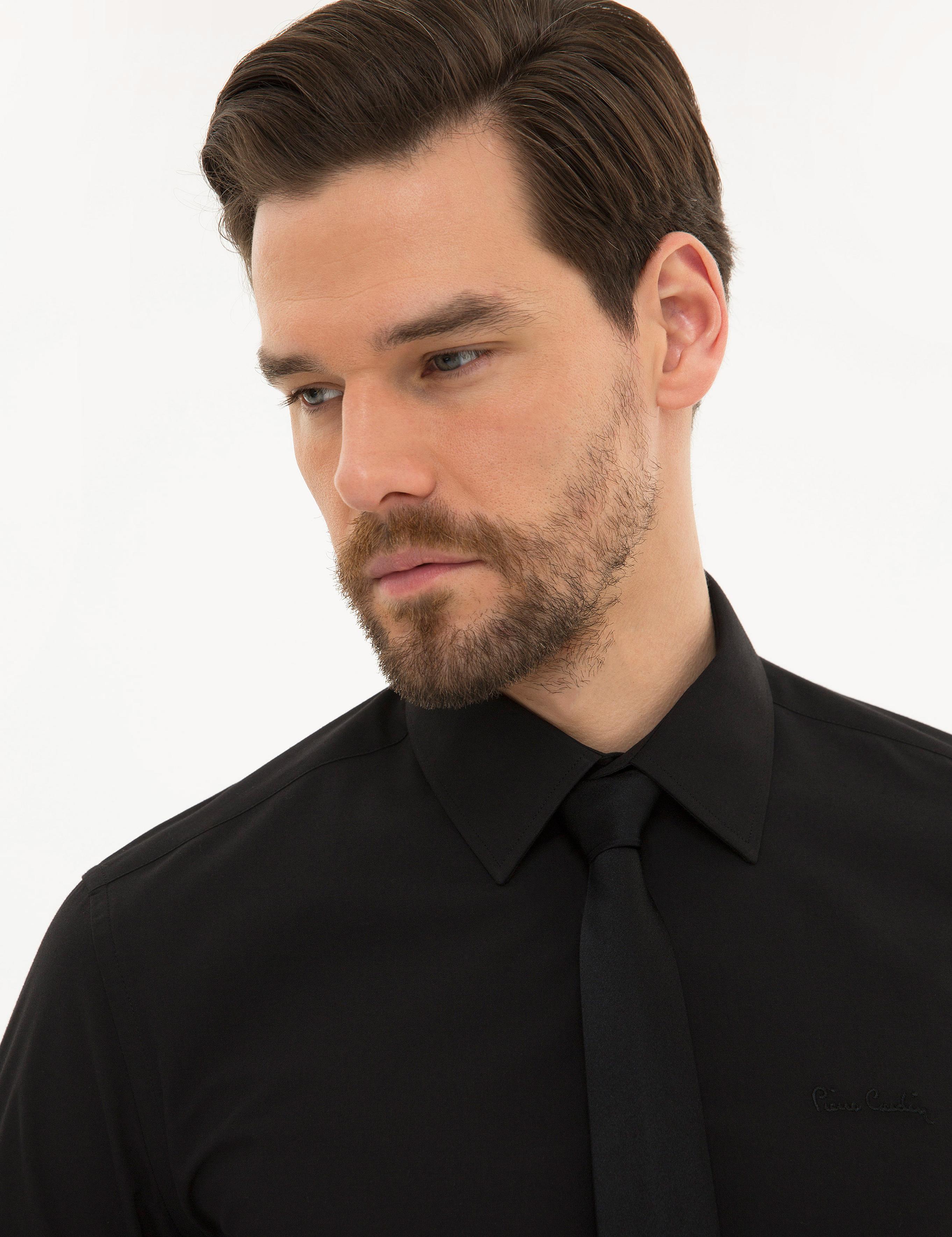 Siyah Slim Fit Uzun Kollu Basic Gömlek