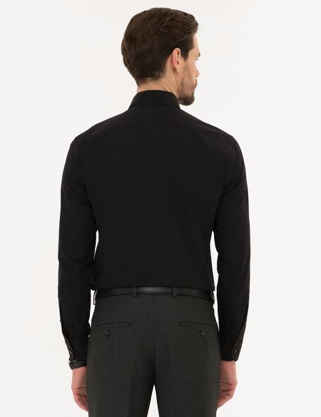 Siyah Slim Fit Uzun Kollu Basic Gömlek - 50223121015