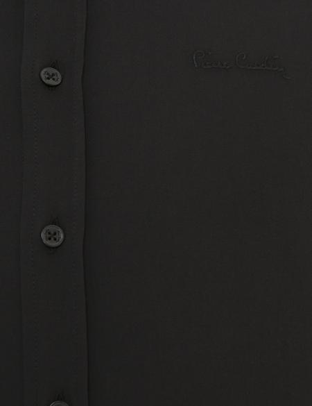 Siyah Slim Fit Uzun Kollu Basic Gömlek - 50223121015