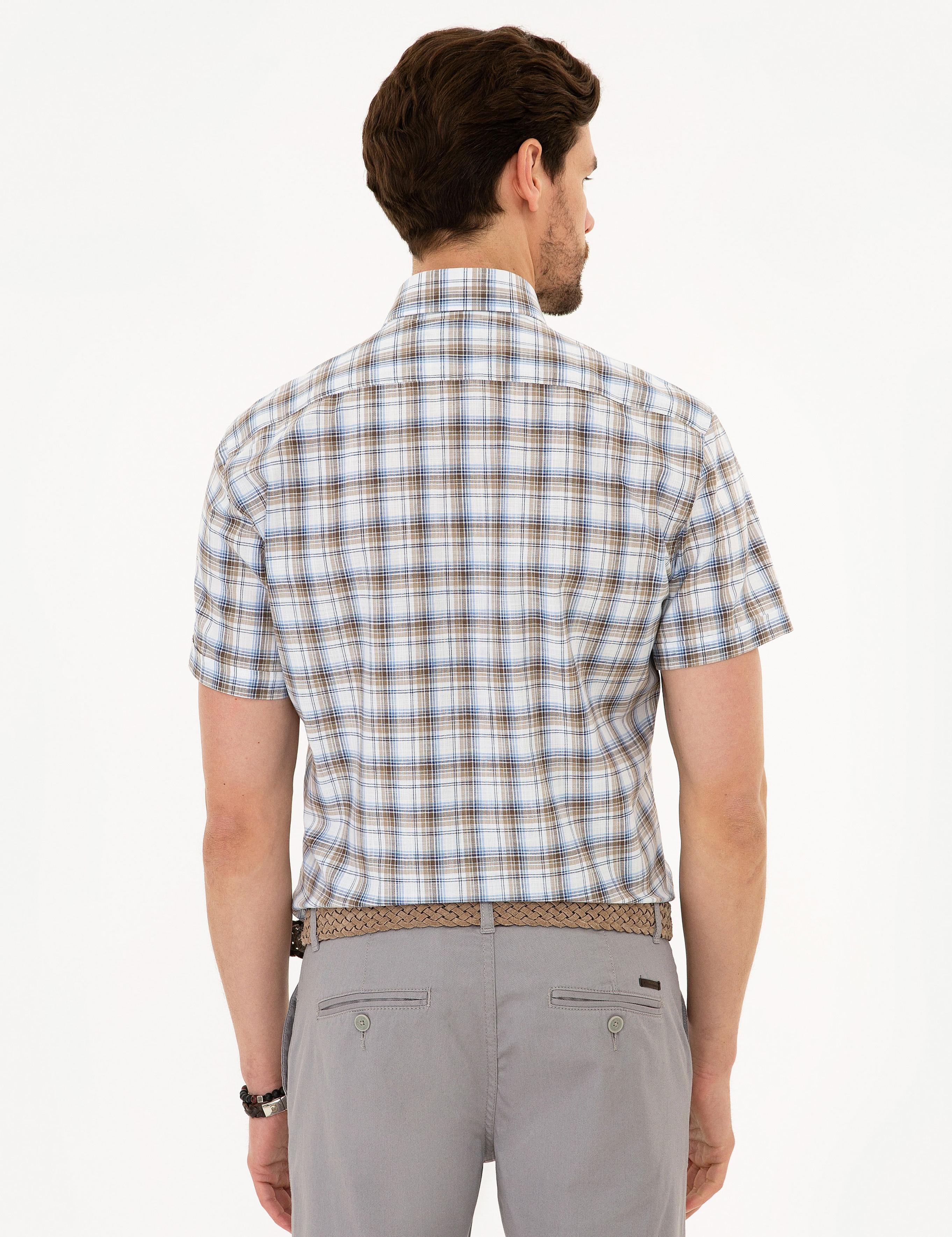 Kahverengi Regular Fit Kısa Kollu Gömlek