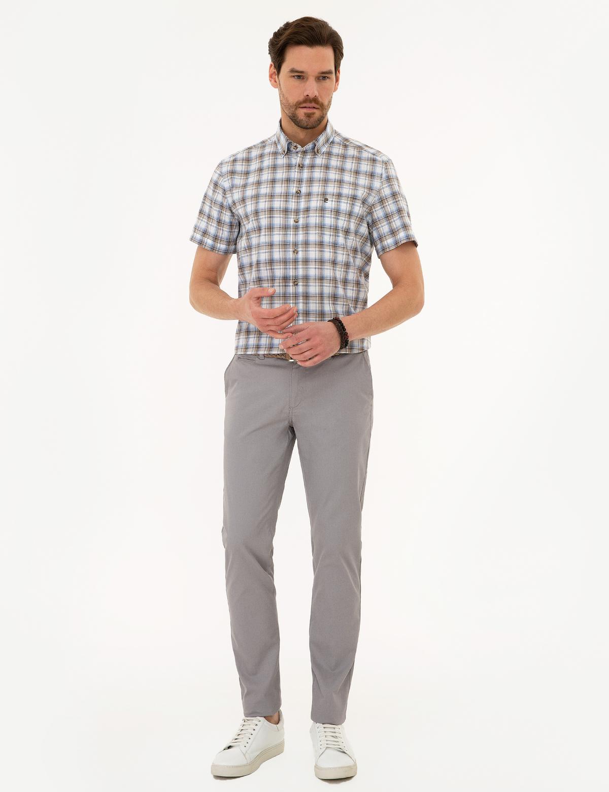 Kahverengi Regular Fit Kısa Kollu Gömlek - 50224100007