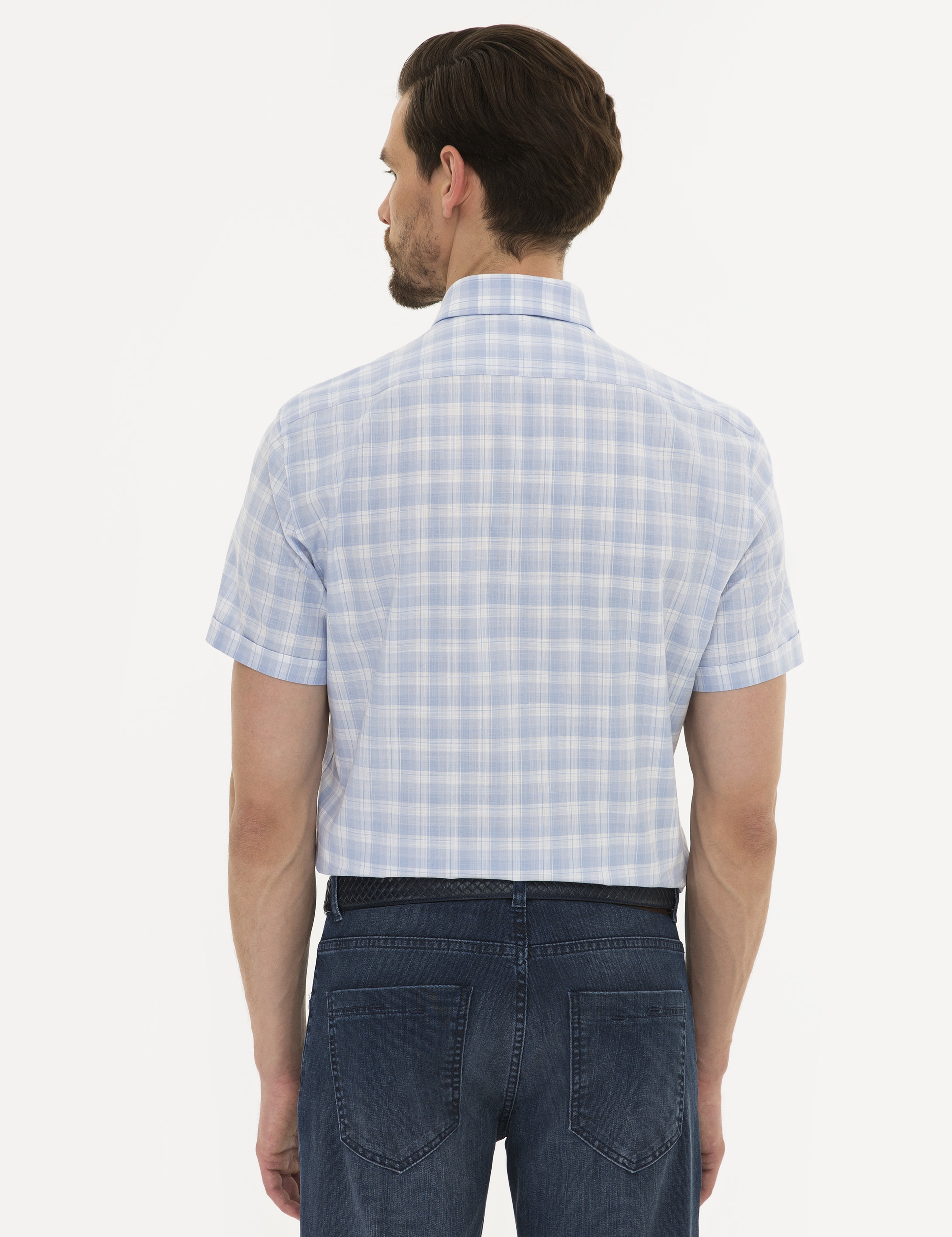 Açık Mavi Regular Fit Kısa Kollu Gömlek - Image 3