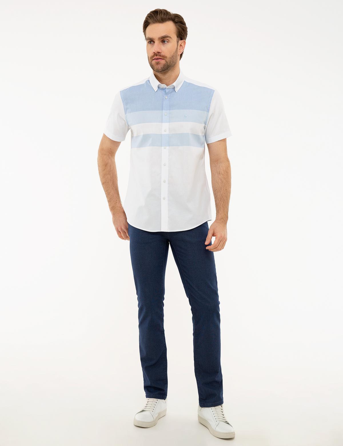 Beyaz Regular Fit Kısa Kollu Gömlek - 50224382007