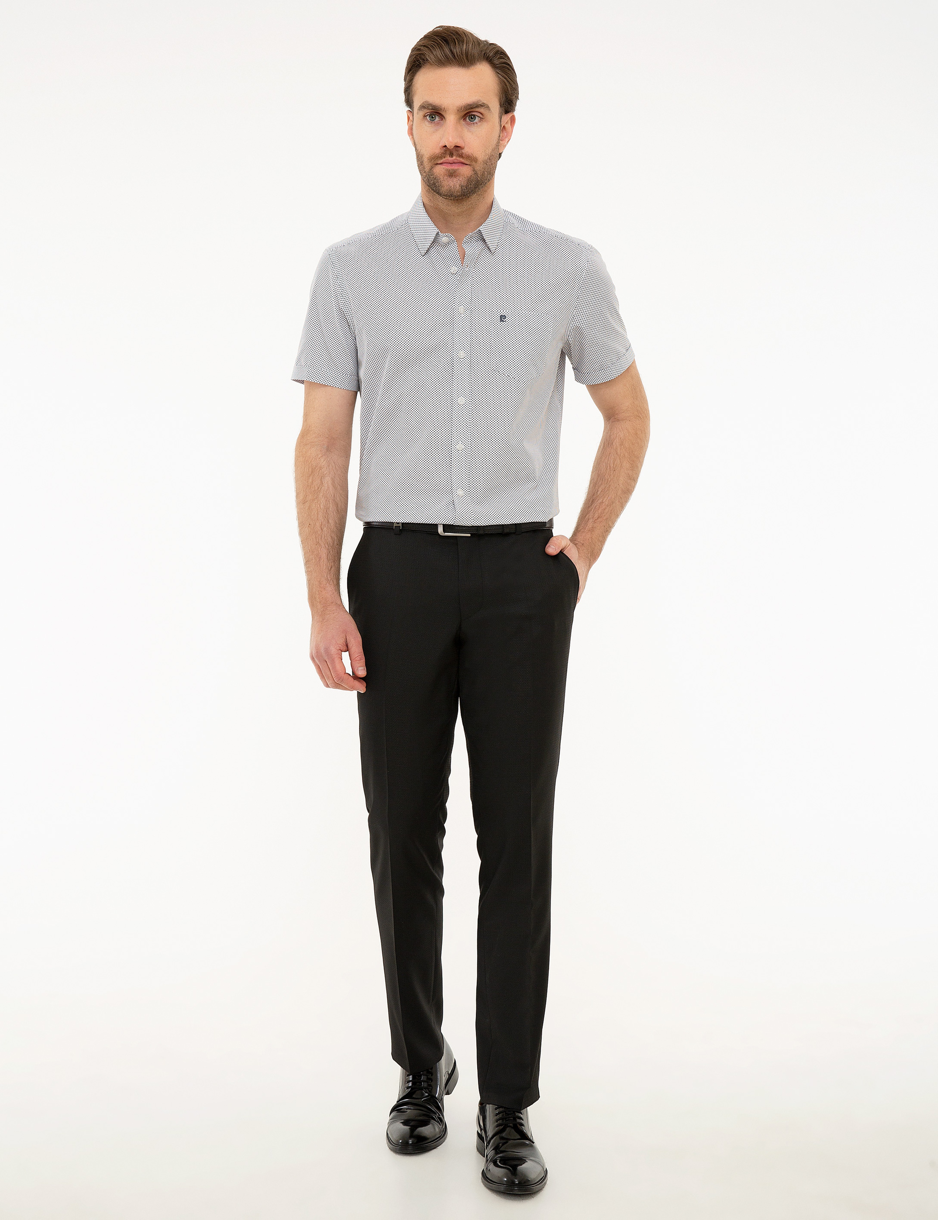 Antrasit Regular Fit Kısa Kollu Gömlek - Image 4