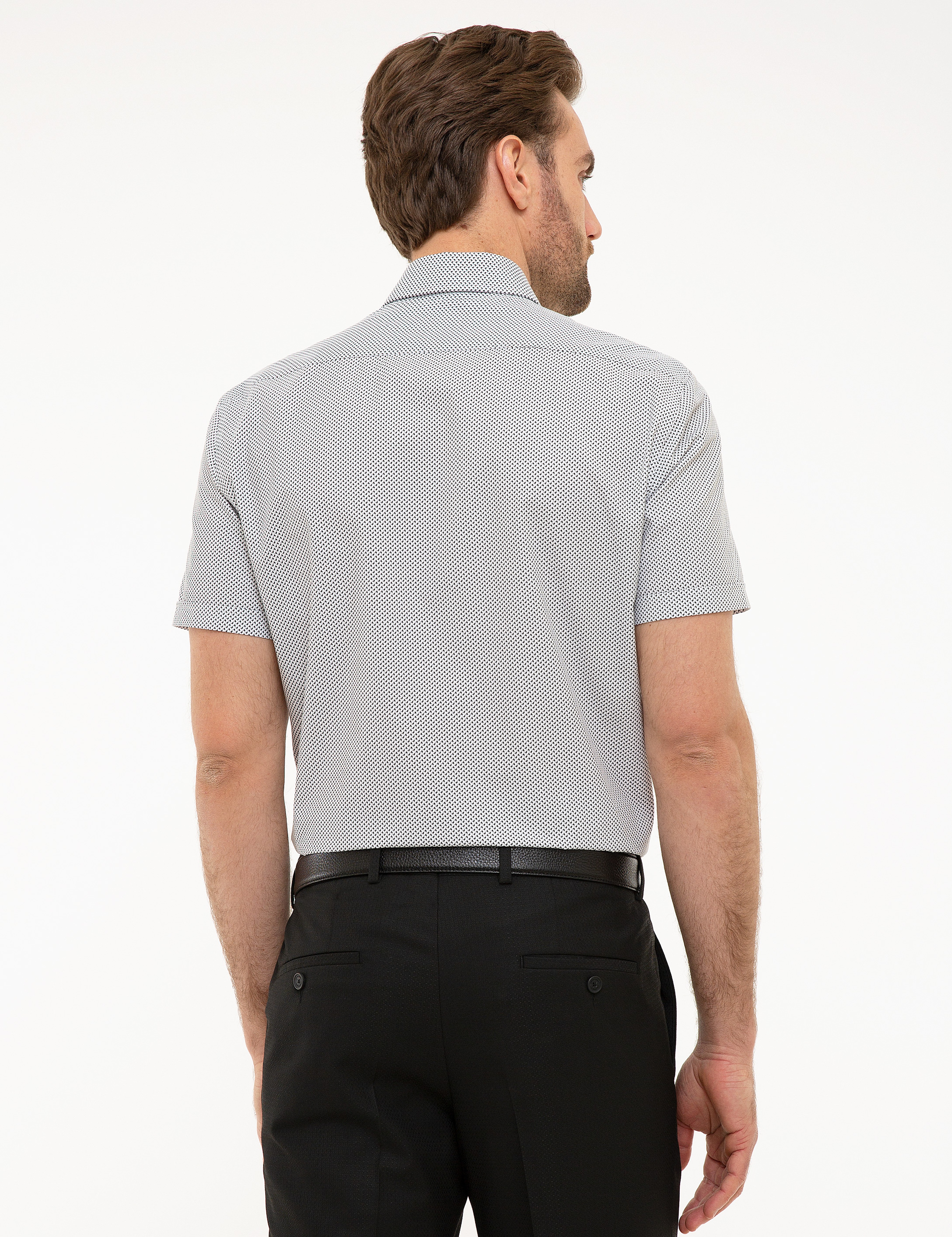 Antrasit Regular Fit Kısa Kollu Gömlek - Image 3