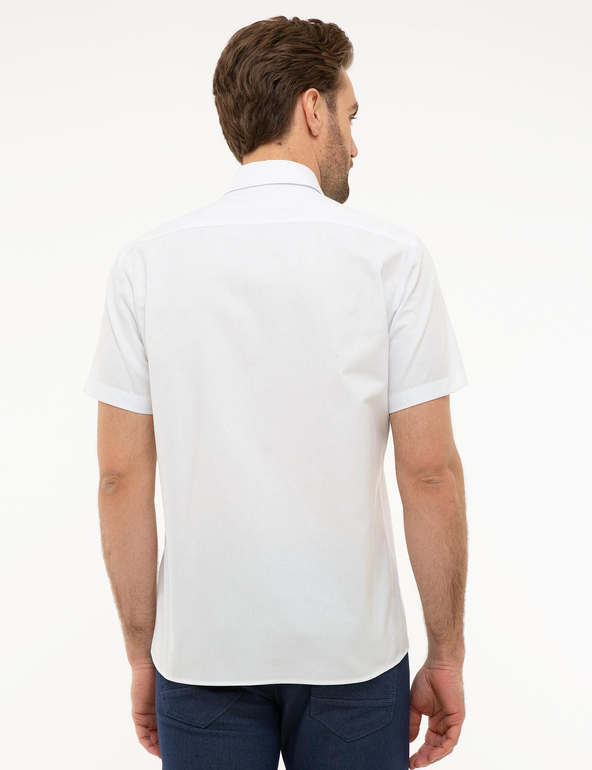 Beyaz Regular Fit Kısa Kollu Gömlek - 50224382007