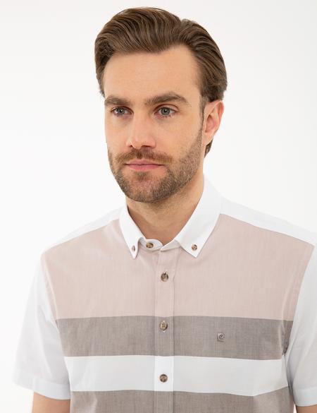 Kahverengi Regular Fit Kısa Kollu Gömlek - 50224382016