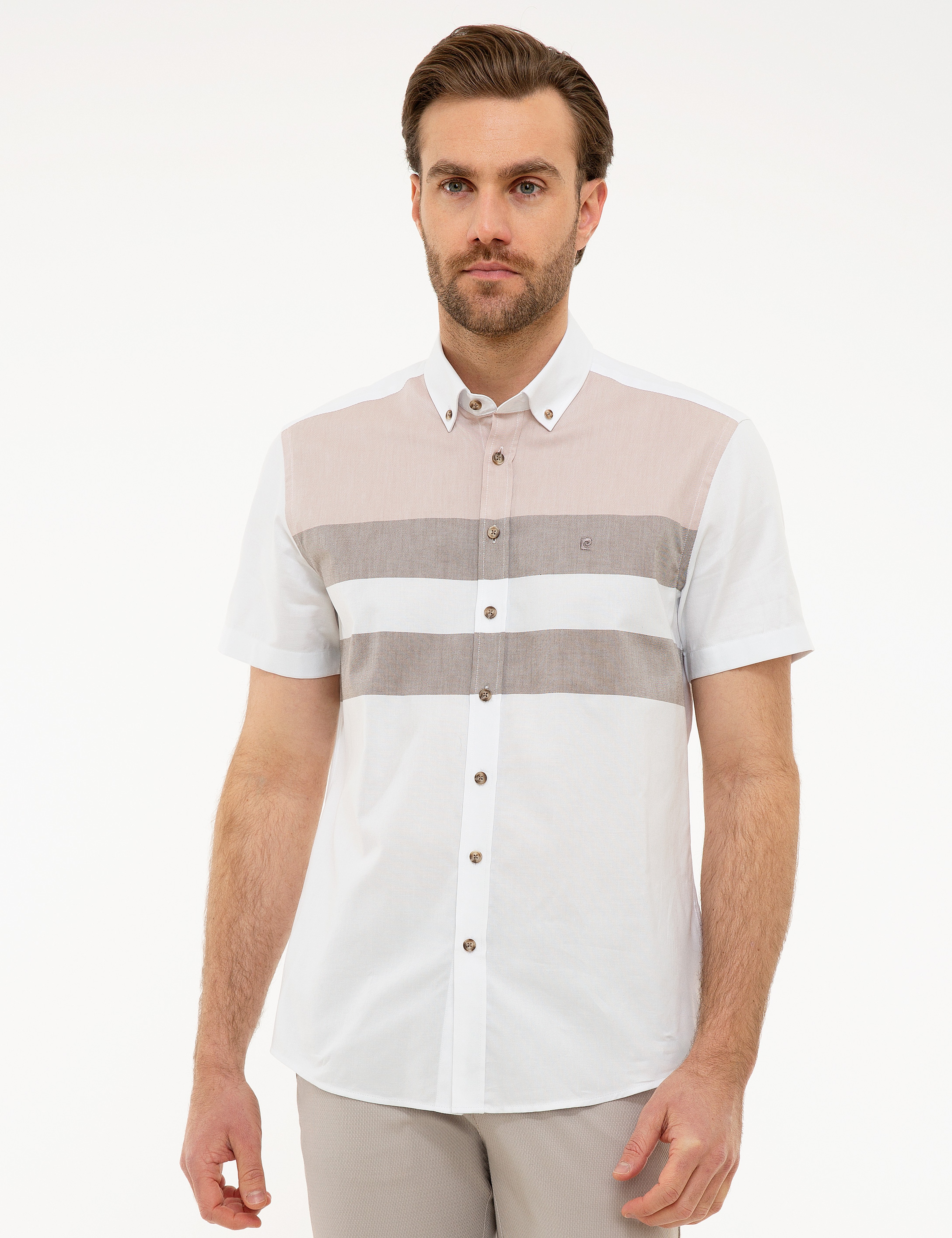 Kahverengi Regular Fit Kısa Kollu Gömlek - Image 1