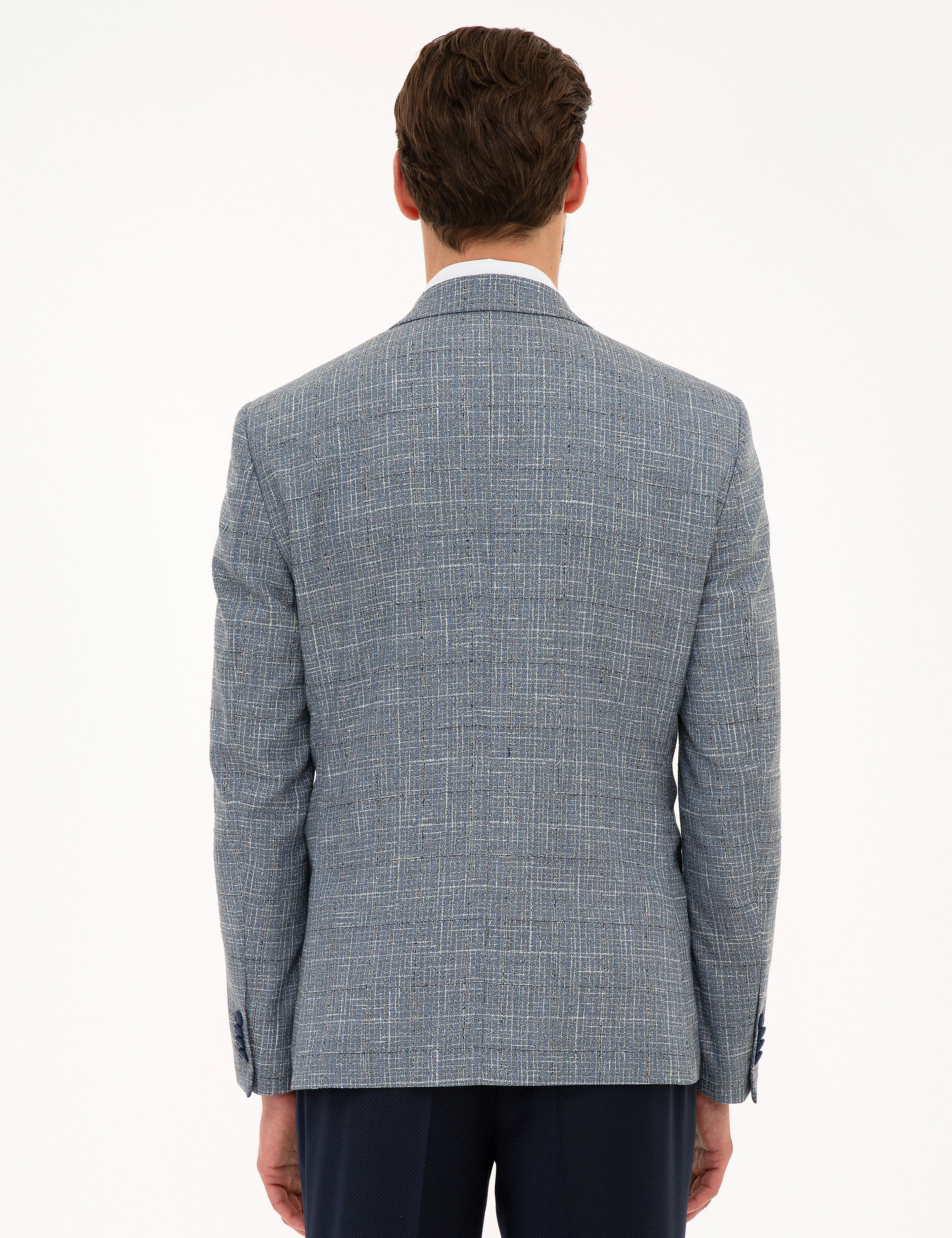 Koyu Mavi Slim Fit Ceket - Image 4