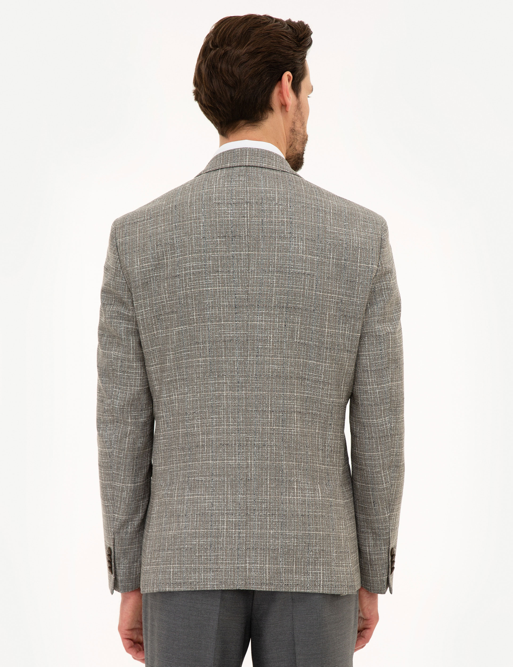 Açık Kahverengi Slim Fit Ceket - Image 4