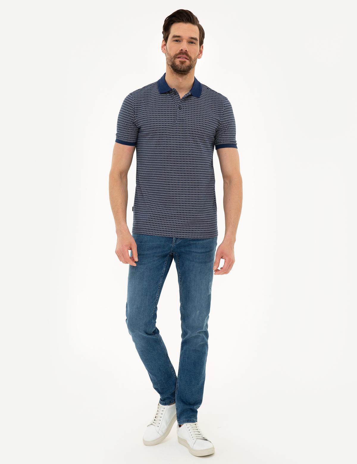 Lacivert Slim Fit Polo Yaka Tişört - 50221383028