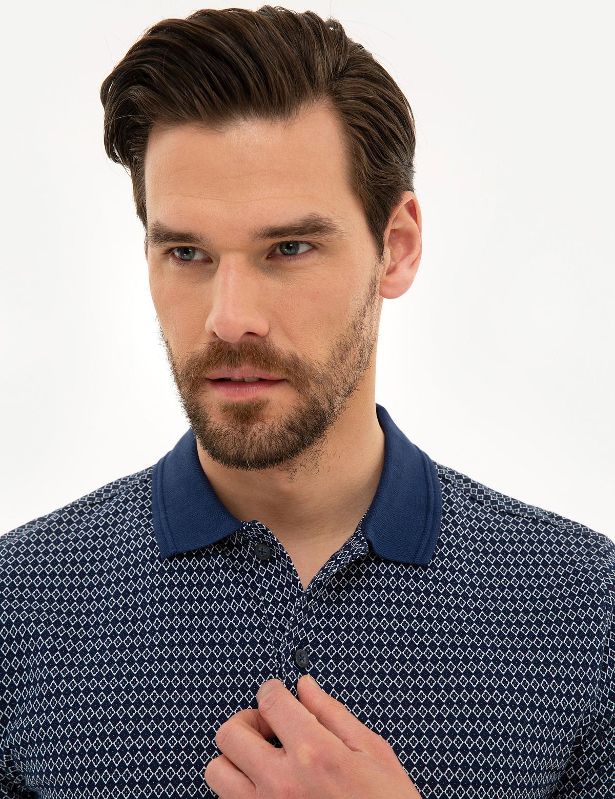 Lacivert Slim Fit Polo Yaka Tişört - 50221383028