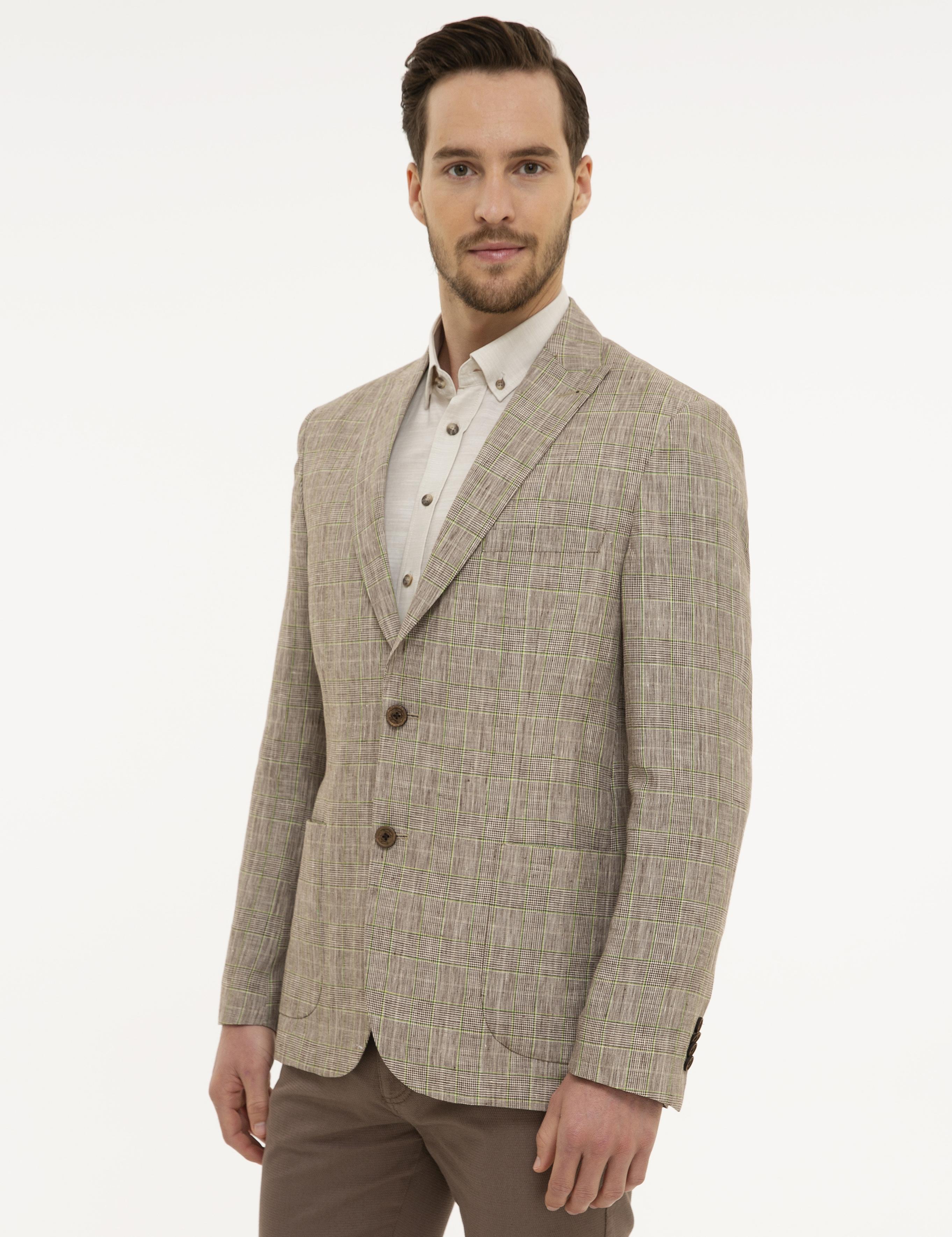 Açık Kahverengi Slim Fit Ceket