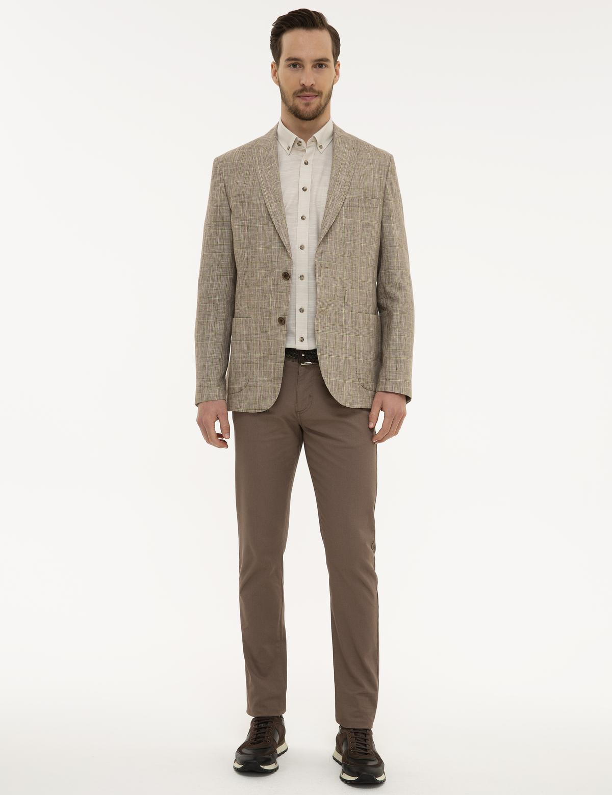 Açık Kahverengi Slim Fit Ceket - 50225563035