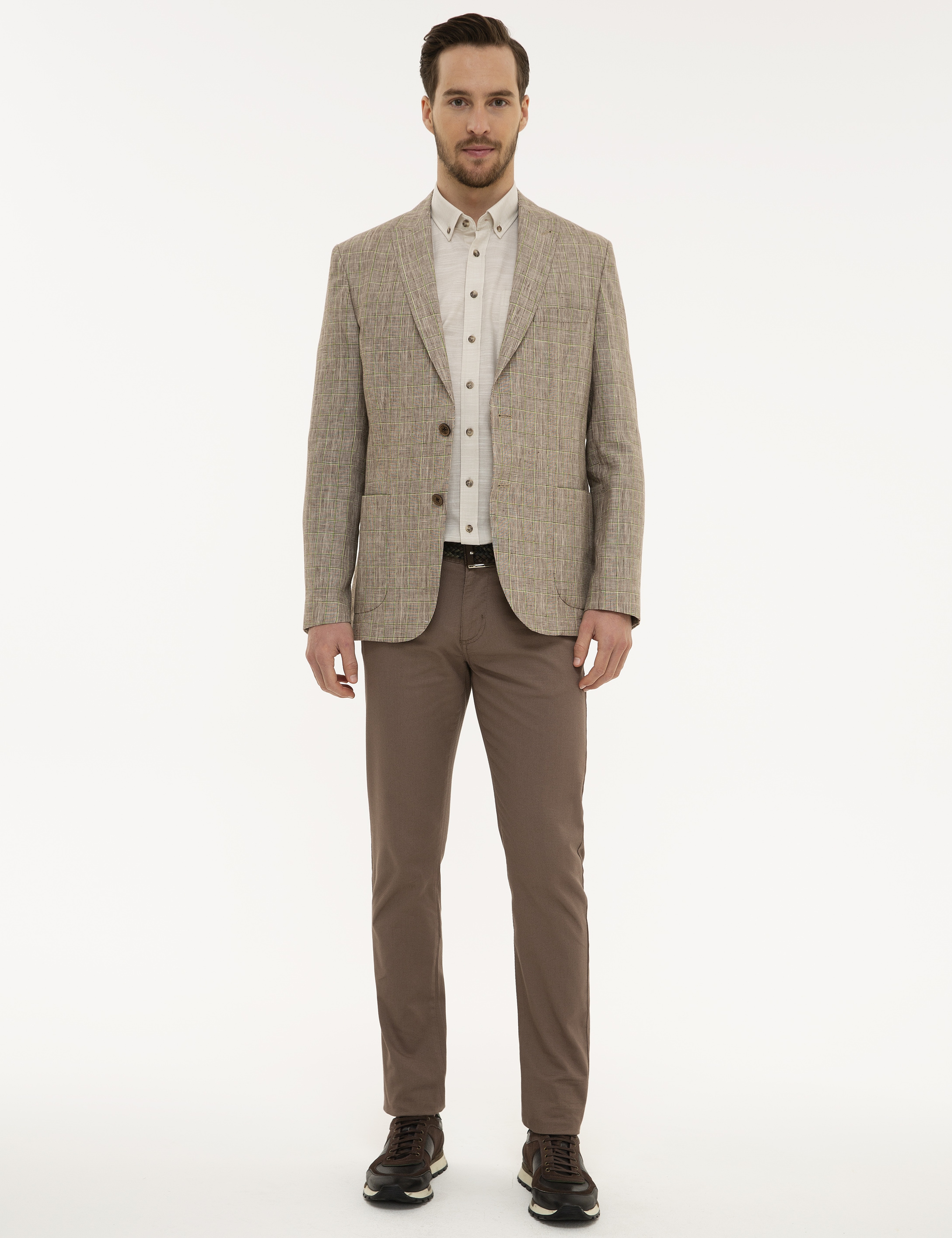 Açık Kahverengi Slim Fit Ceket - Image 5