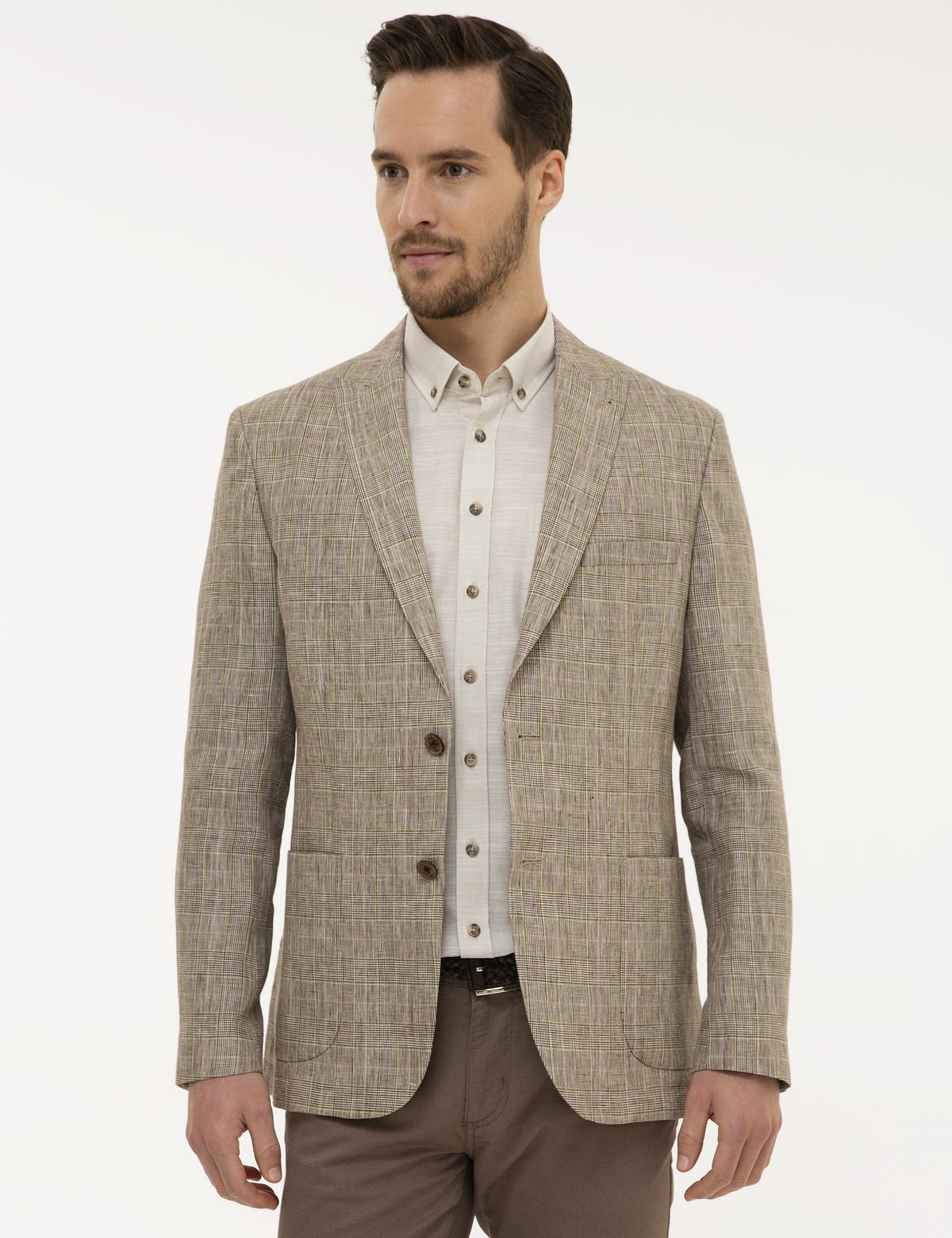 Açık Kahverengi Slim Fit Ceket - 50225563035