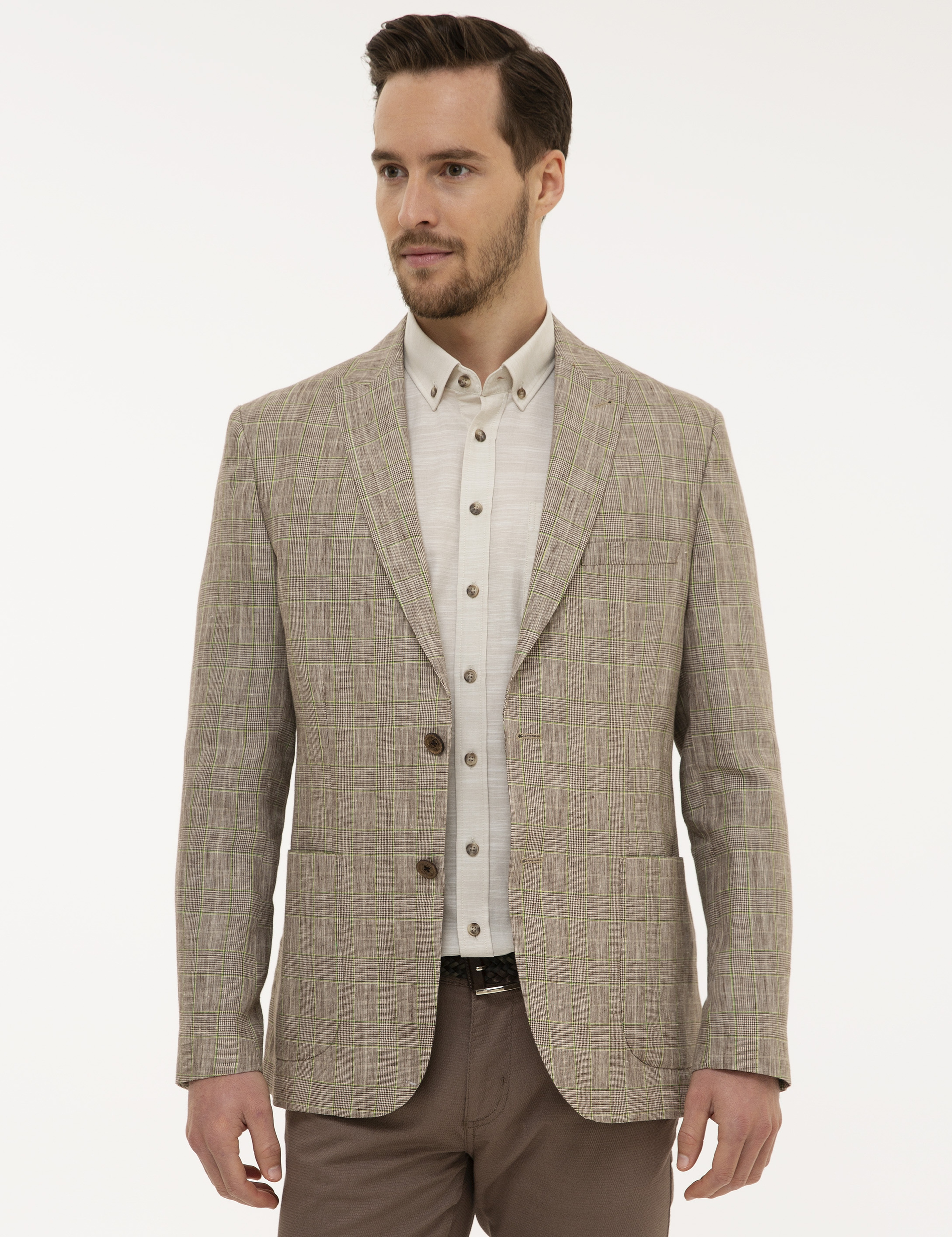 Açık Kahverengi Slim Fit Ceket - Image 2