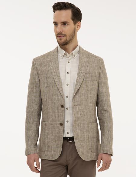 Açık Kahverengi Slim Fit Ceket - 50225563035