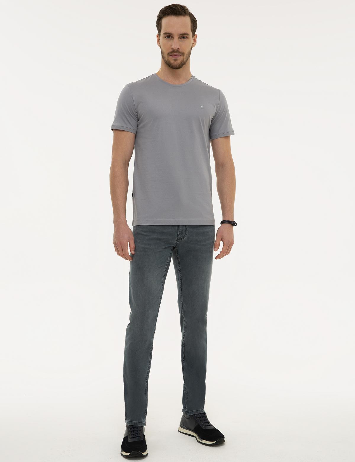 Gri Slim Fit Bisiklet Yaka Basic T-Shirt - 50200811034