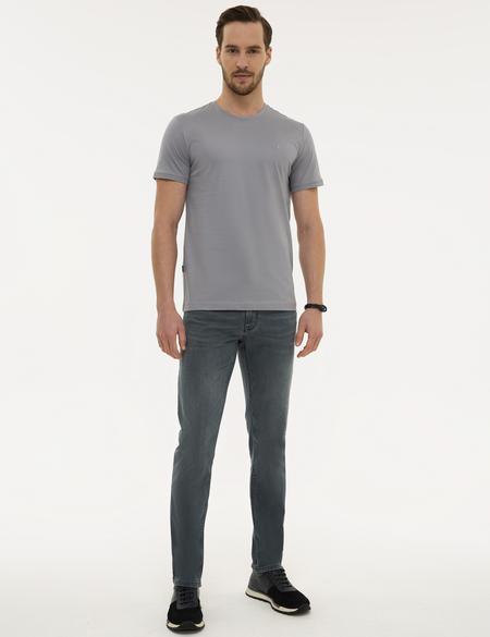 Gri Slim Fit Bisiklet Yaka Basic T-Shirt - 50200811034