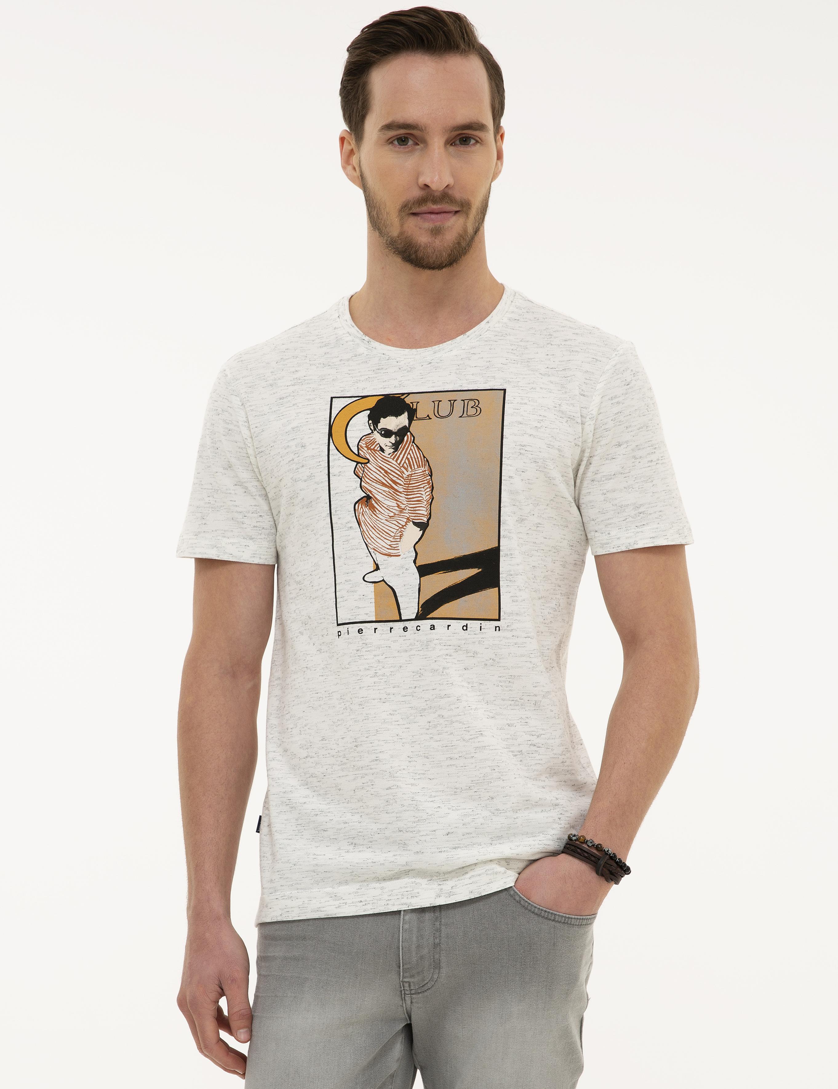 Beyaz Slim Fit Bisiklet Yaka T-Shirt