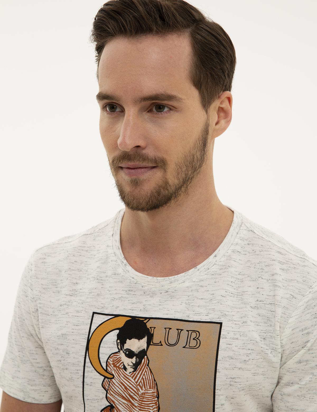 Beyaz Slim Fit Bisiklet Yaka T-Shirt - 50202708007