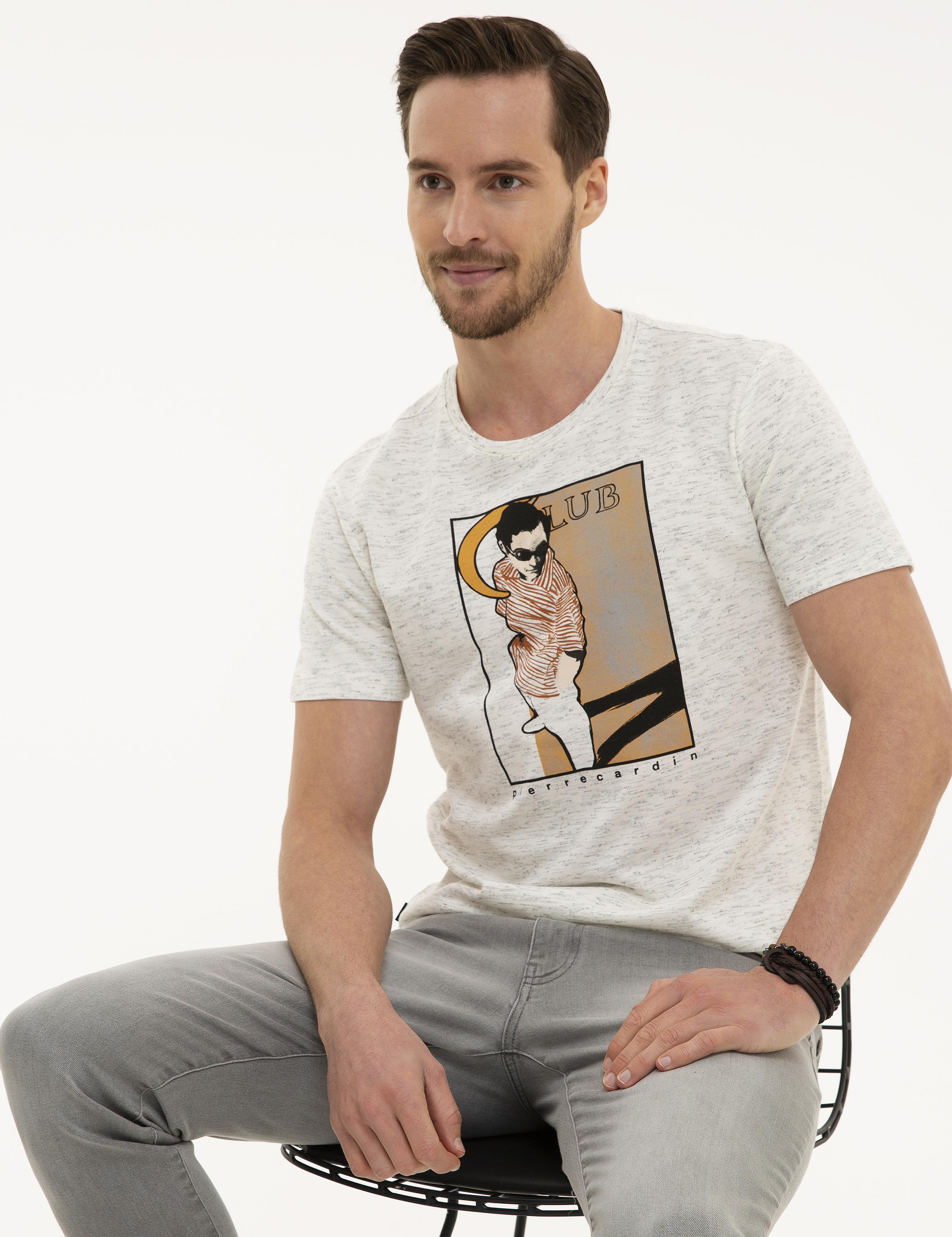 Beyaz Slim Fit Bisiklet Yaka T-Shirt