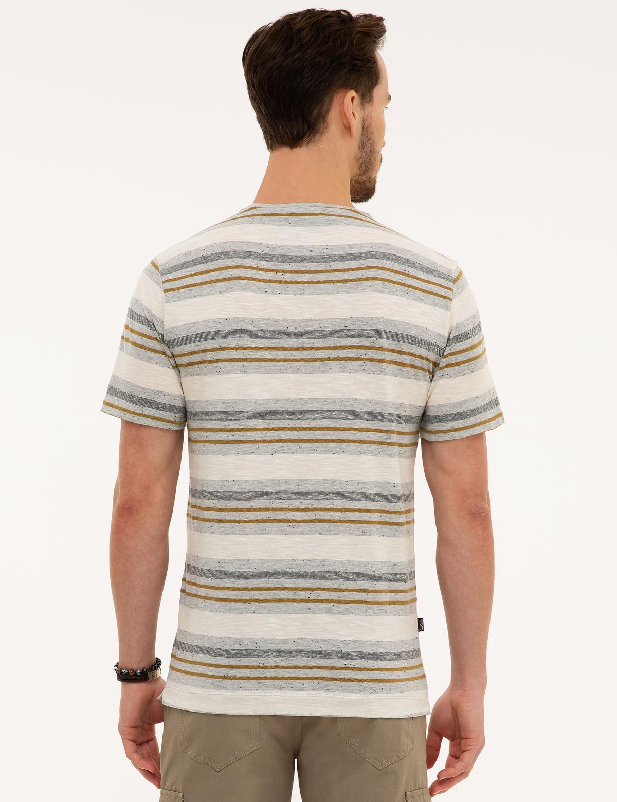 Açık Gri Melanj Slim Fit Bisiklet Yaka T-Shirt - 50204404007