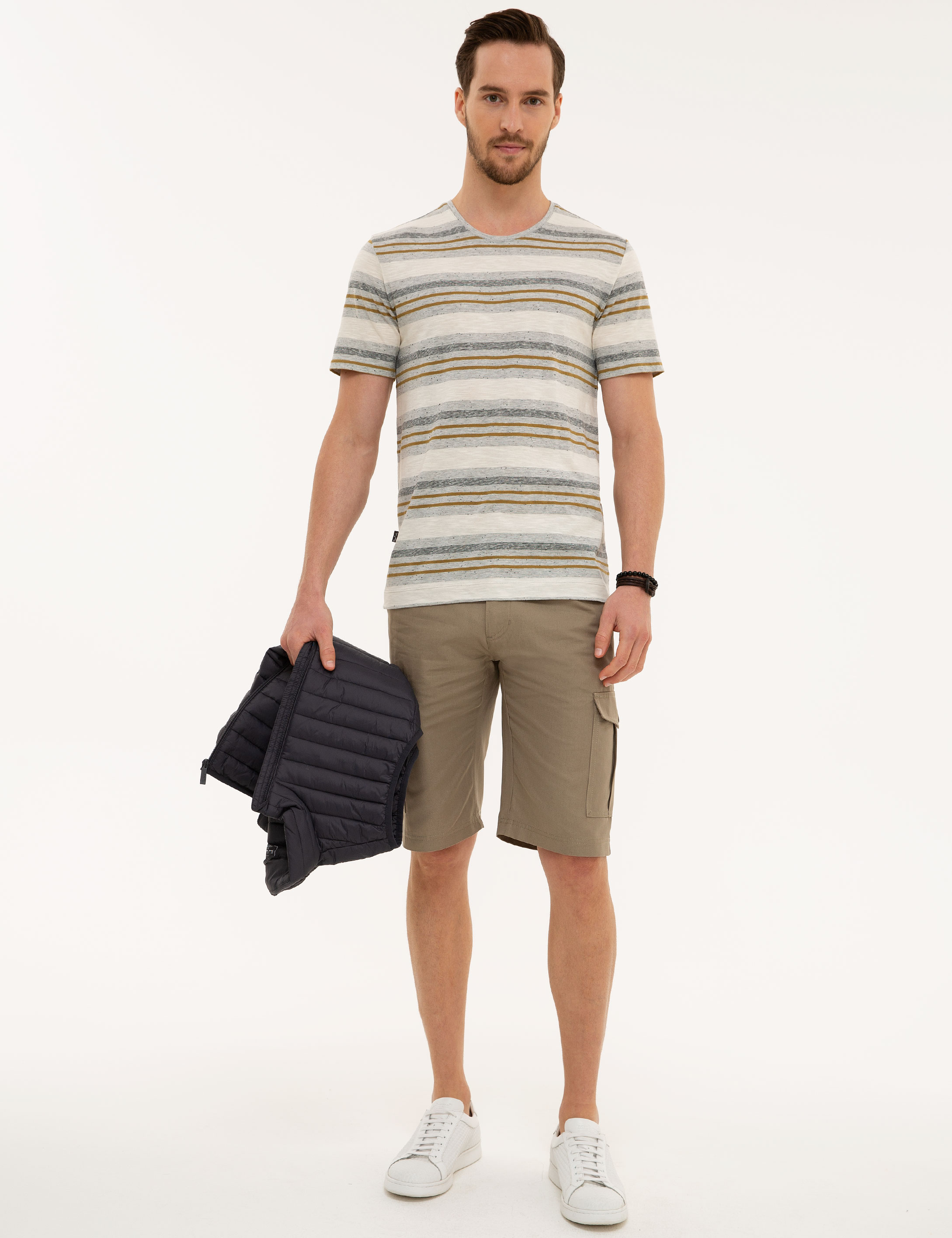 Açık Gri Melanj Slim Fit Bisiklet Yaka T-Shirt