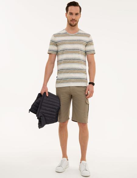 Açık Gri Melanj Slim Fit Bisiklet Yaka T-Shirt - 50204404007