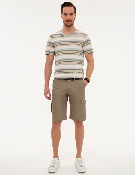 Bej Standart Fit Bermuda Şort - 50220785056