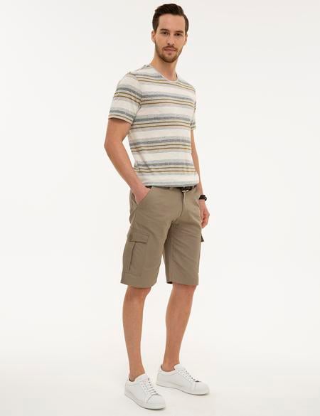 Bej Standart Fit Bermuda Şort - 50220785056