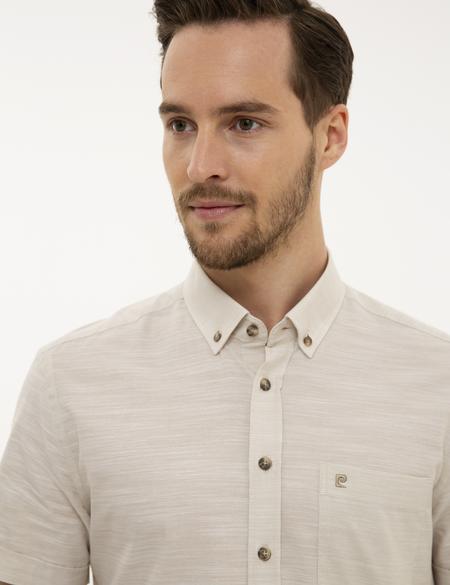 Bej Regular Fit Kısa Kollu Gömlek - 50223806052