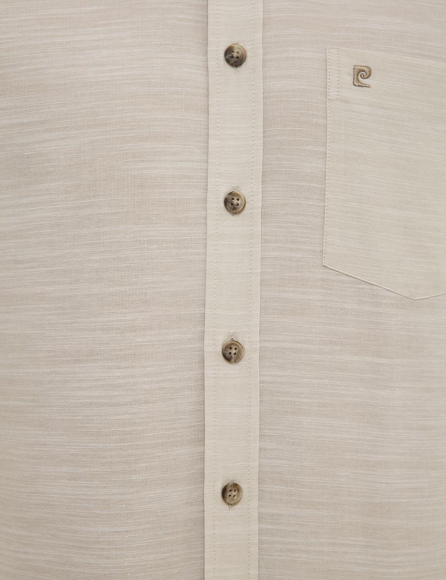 Bej Regular Fit Kısa Kollu Gömlek