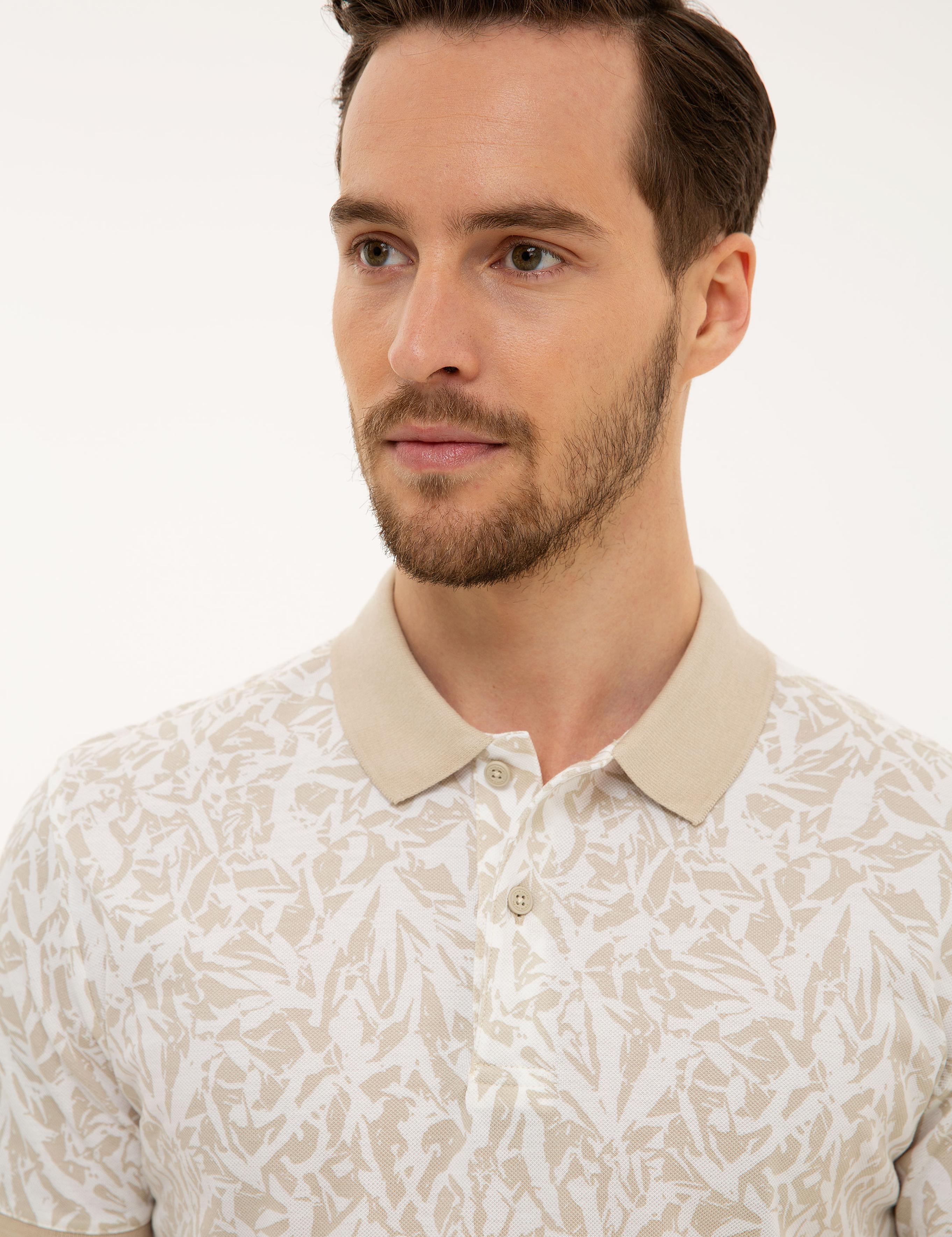 Bej Slim Fit Polo Yaka T-Shirt