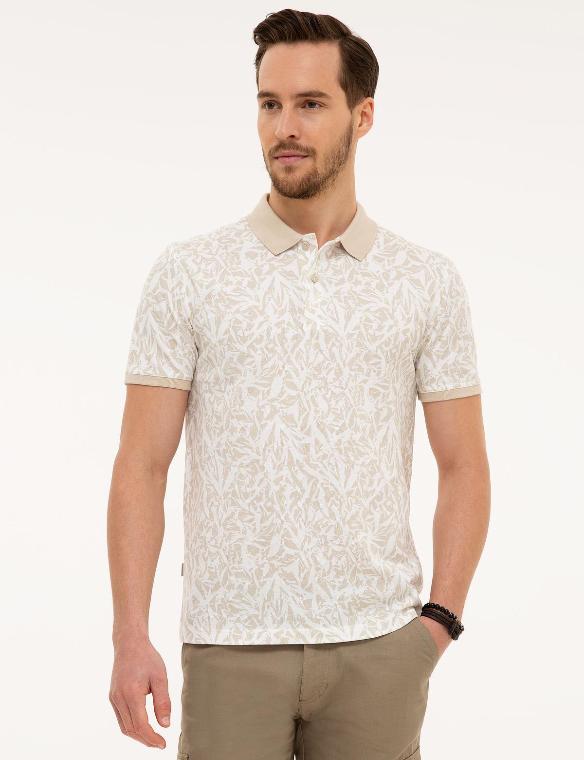 Bej Slim Fit Polo Yaka T-Shirt - 50224459012