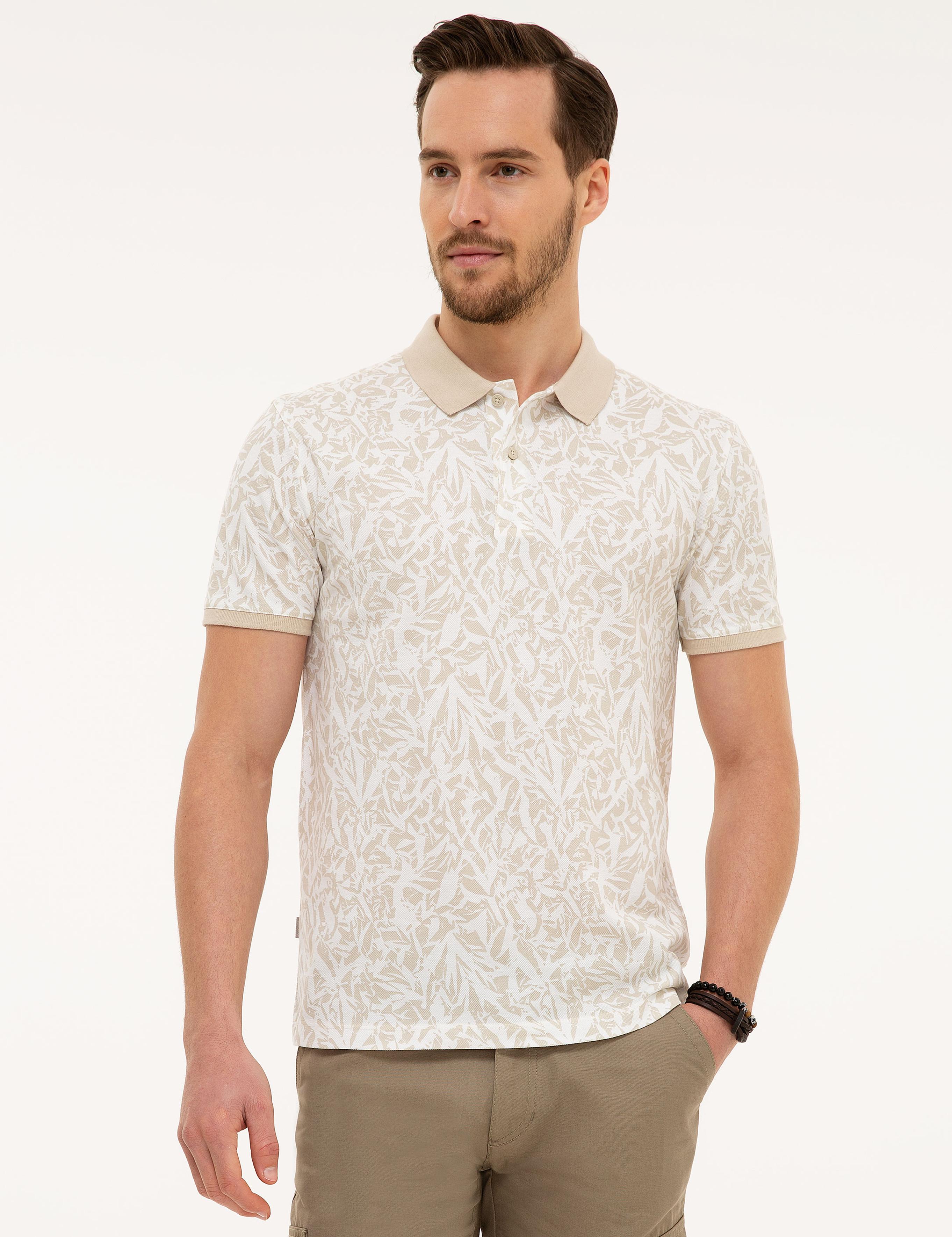 Bej Slim Fit Polo Yaka T-Shirt