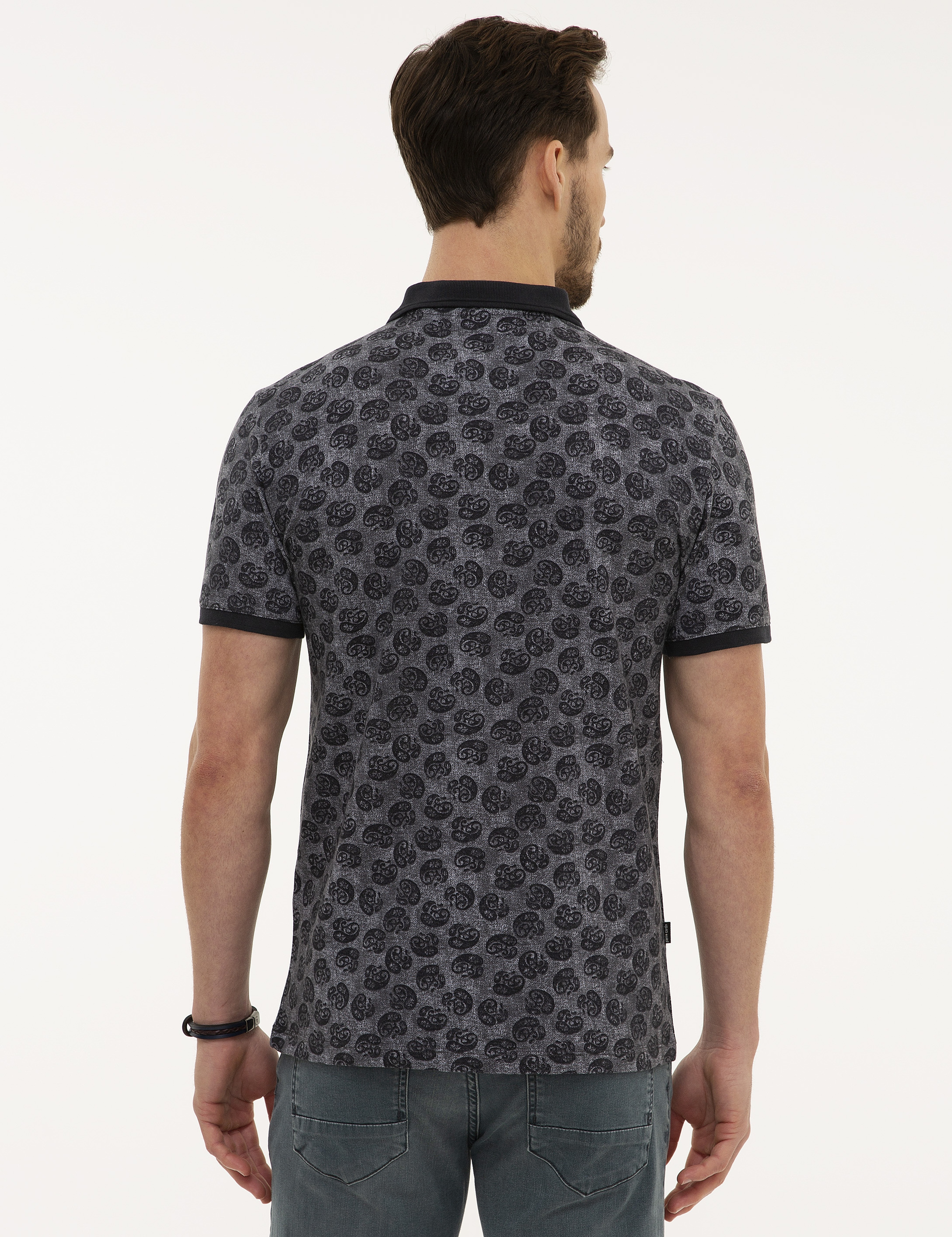 Siyah Slim Fit Polo Yaka T-Shirt - Image 3