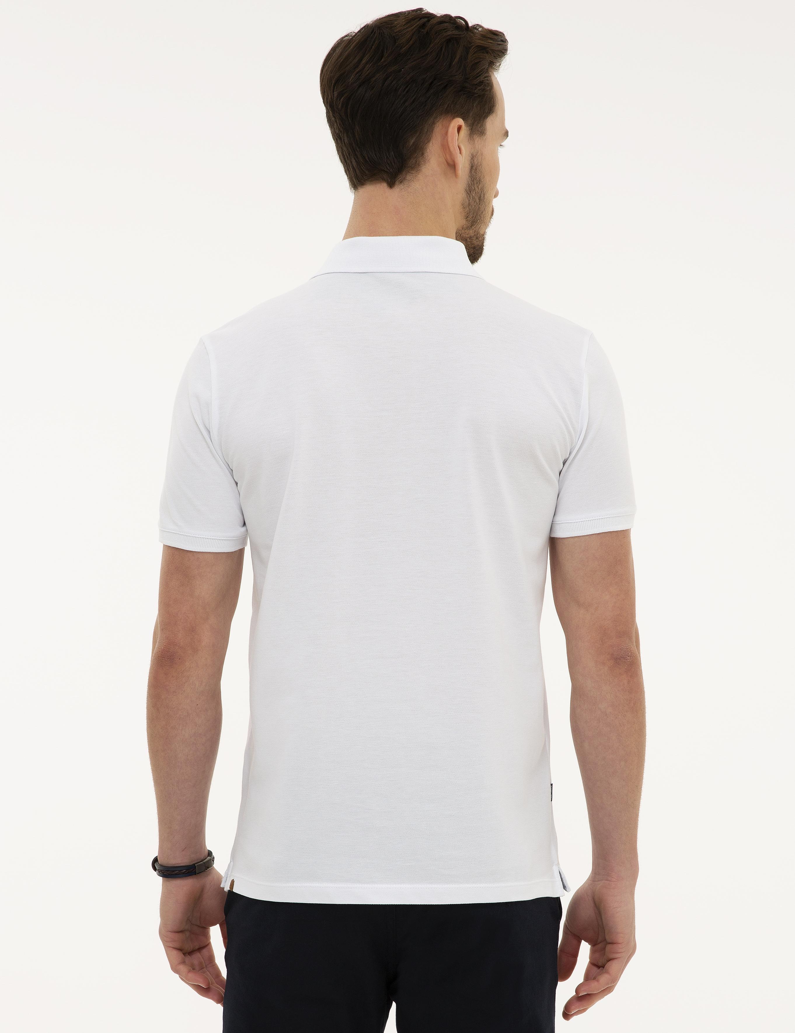 Beyaz Slim Fit Polo Yaka T-Shirt