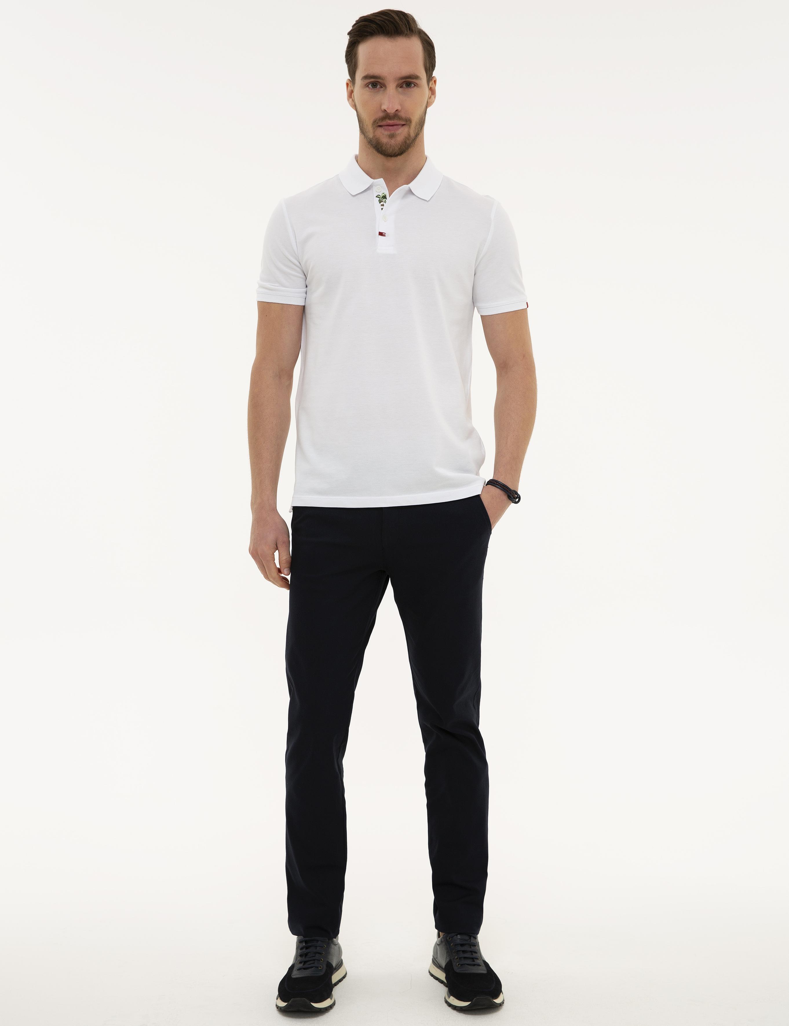 Beyaz Slim Fit Polo Yaka T-Shirt