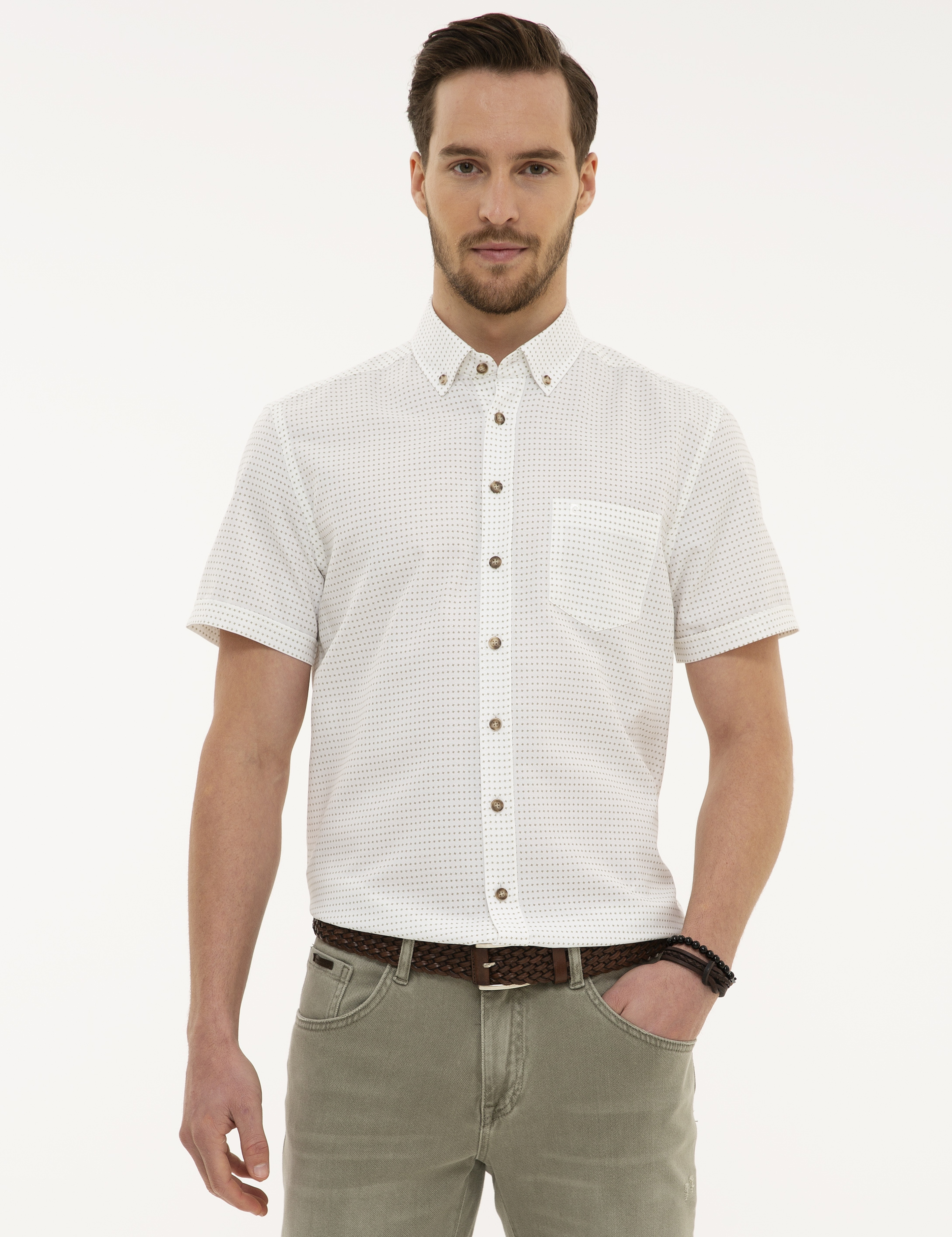 Yeşil Regular Fit Kısa Kollu Gömlek - Image 2