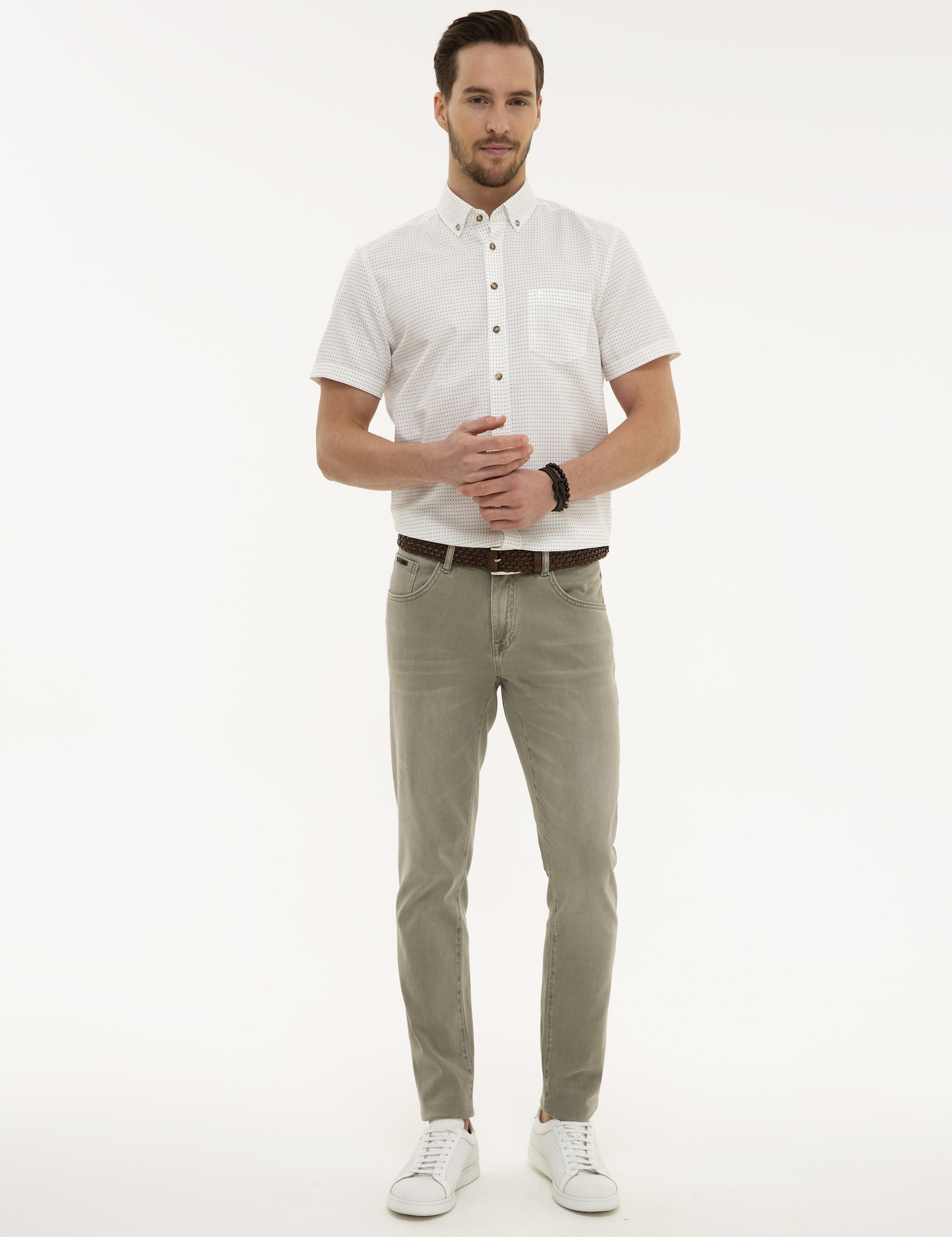 Yeşil Regular Fit Kısa Kollu Gömlek - Image 4
