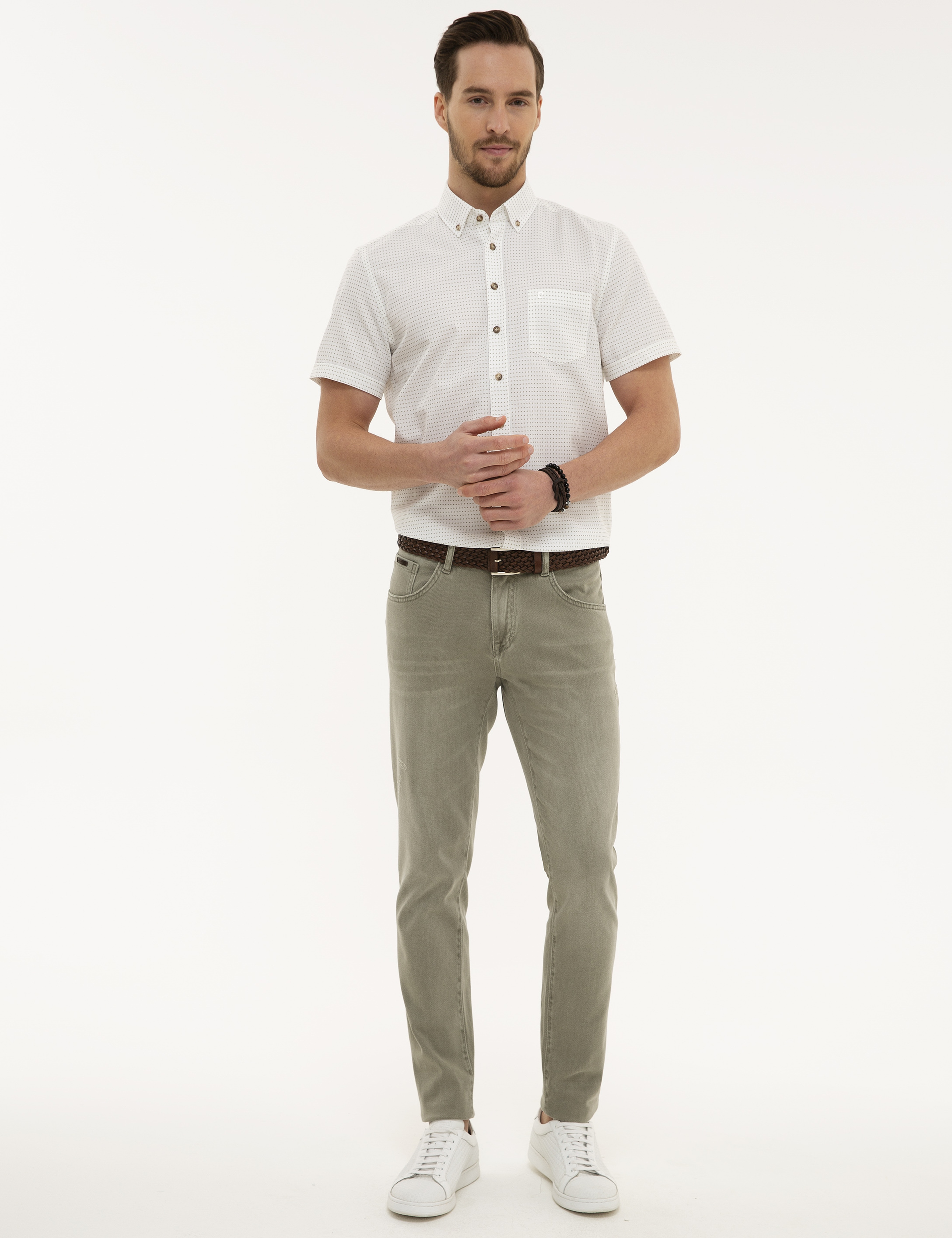 Yeşil Regular Fit Kısa Kollu Gömlek