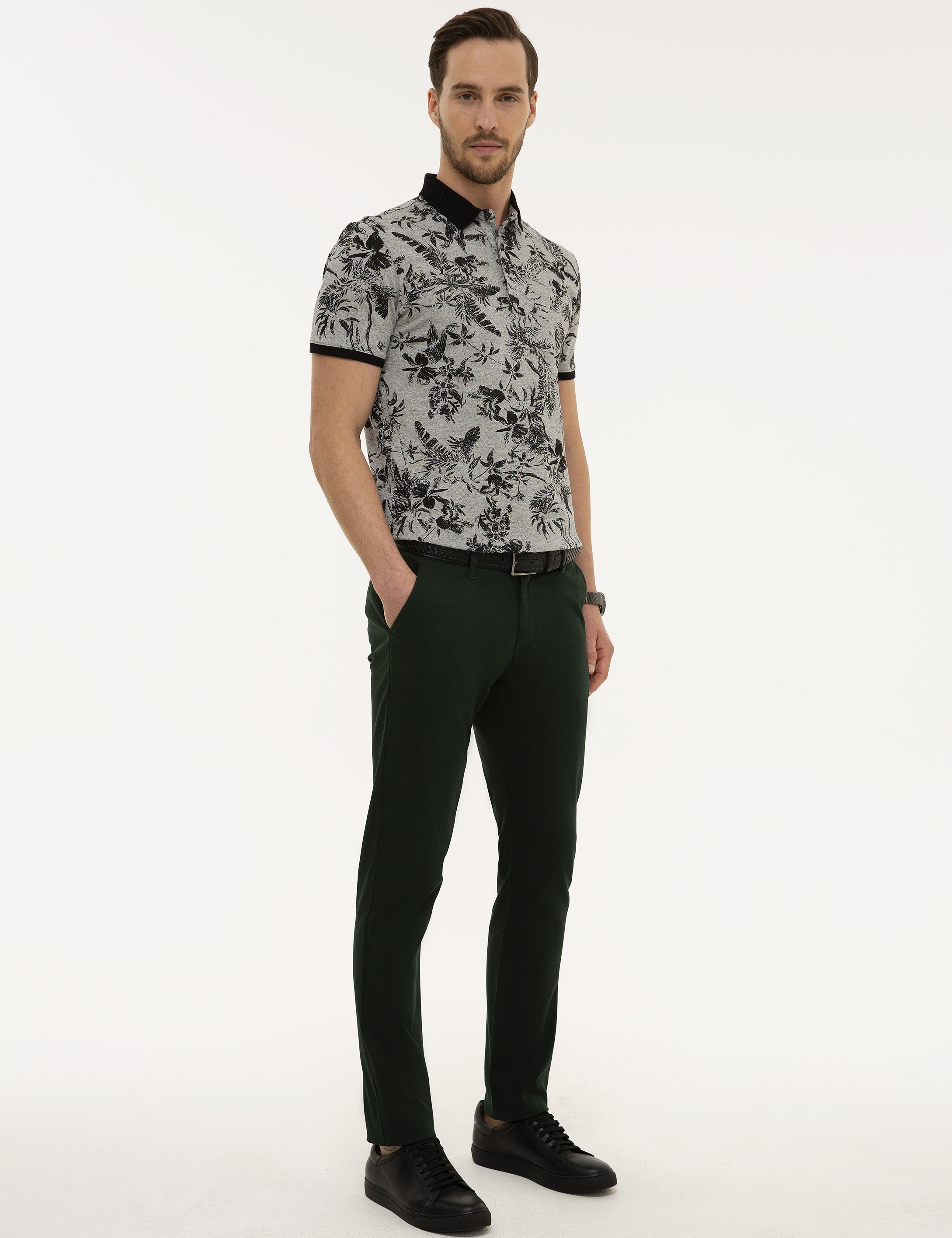 Yeşil Slim Fit Kanvas Pantolon - Image 2