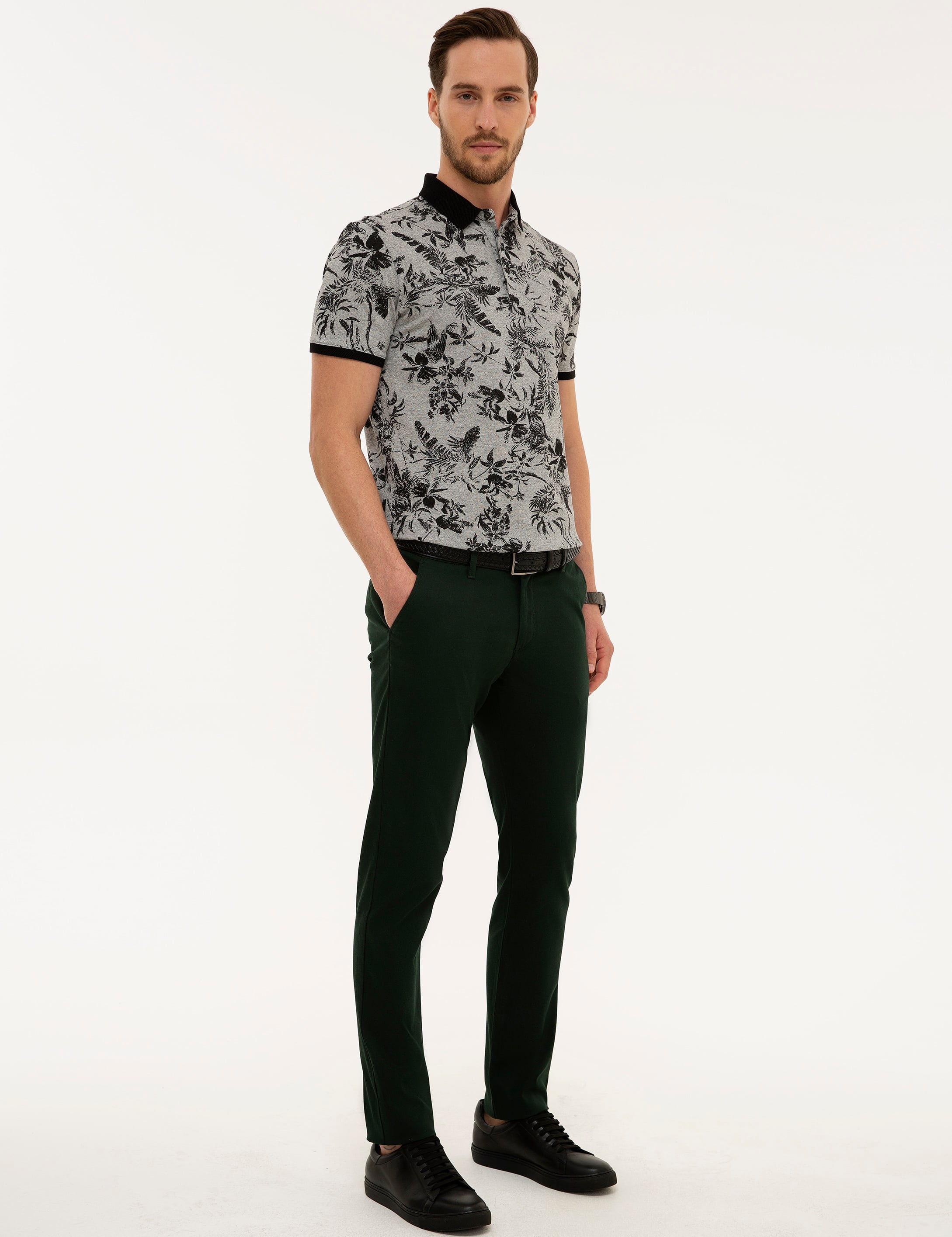 Yeşil Slim Fit Kanvas Pantolon