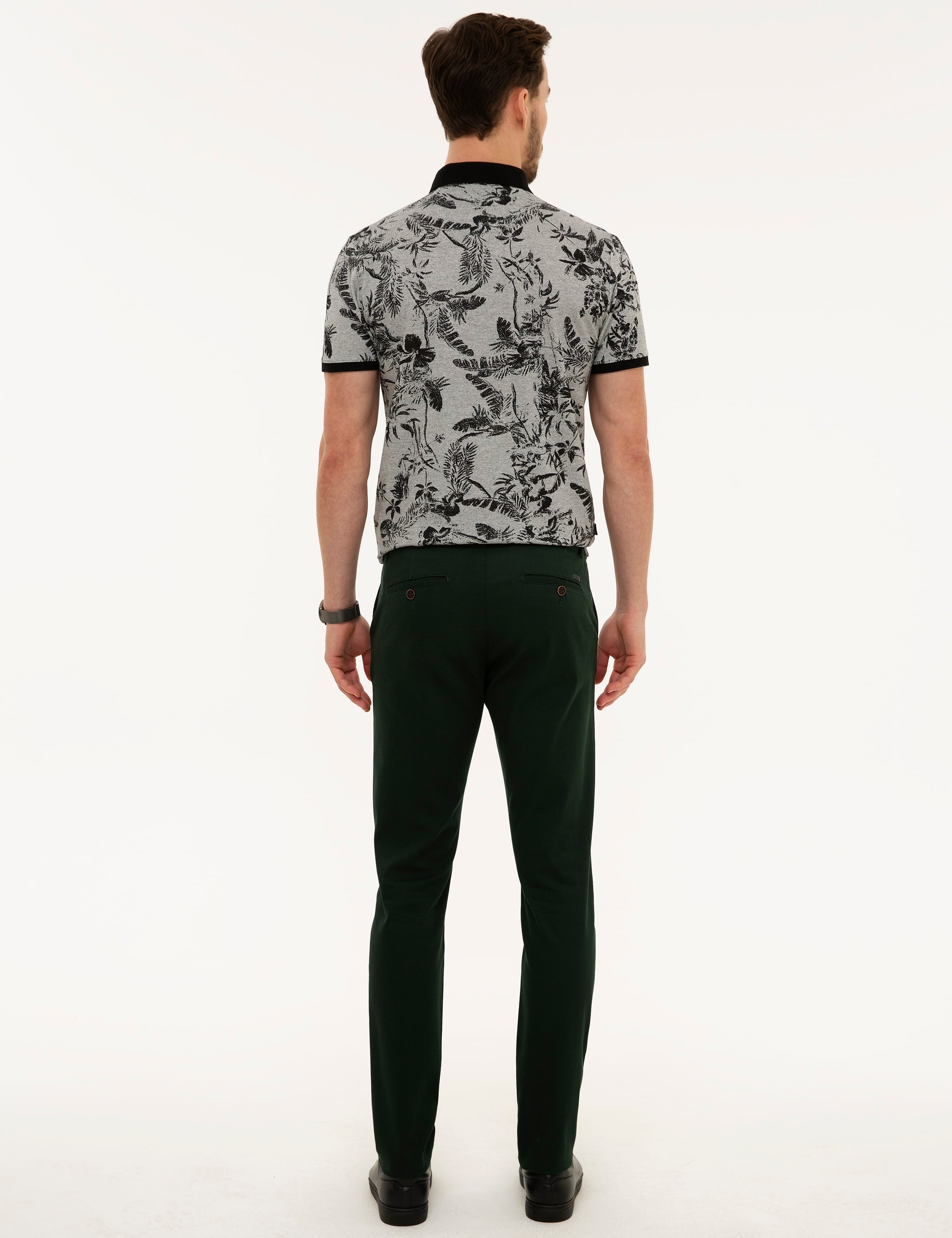 Yeşil Slim Fit Kanvas Pantolon