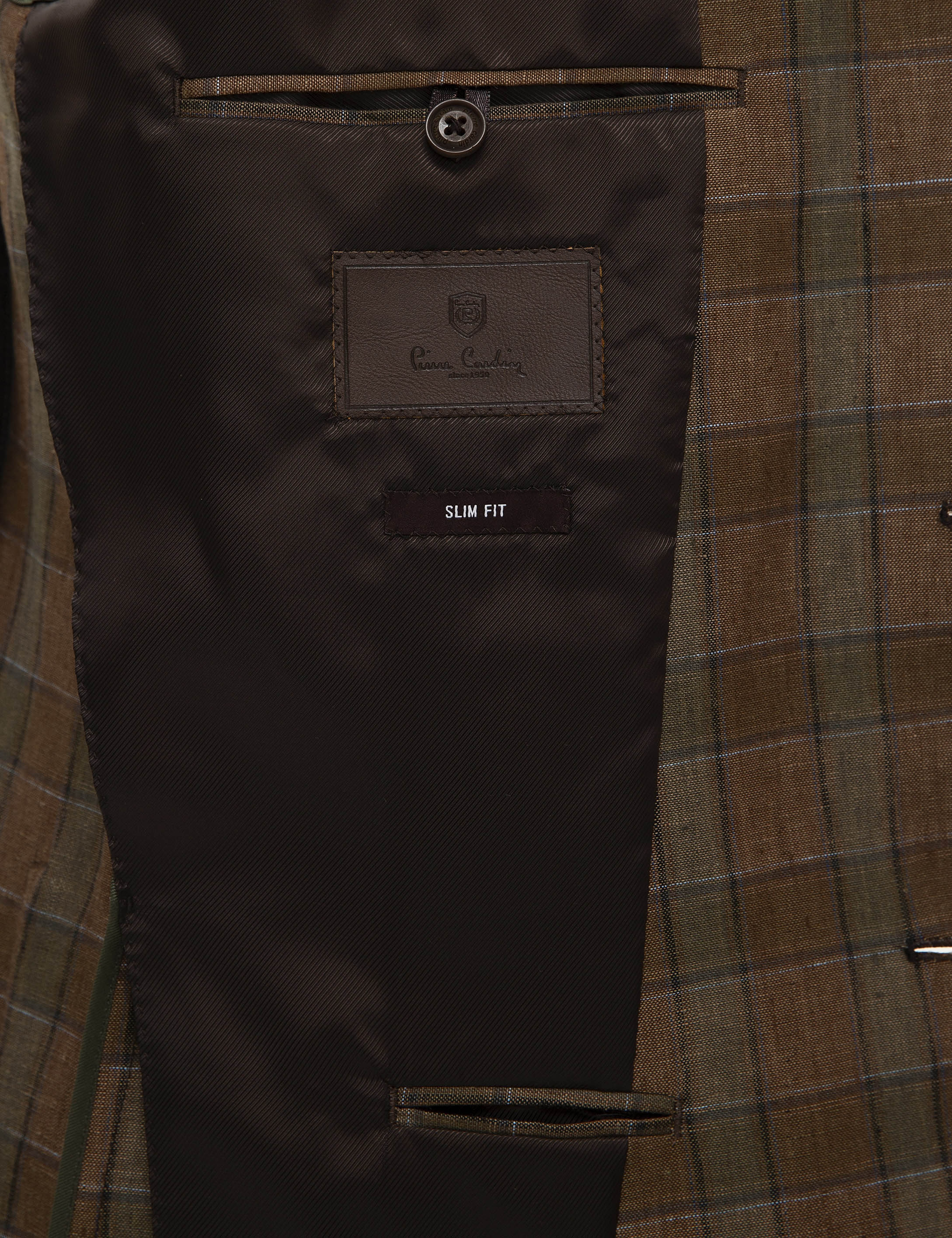 Açık Kahverengi Slim Fit Ekose Ceket