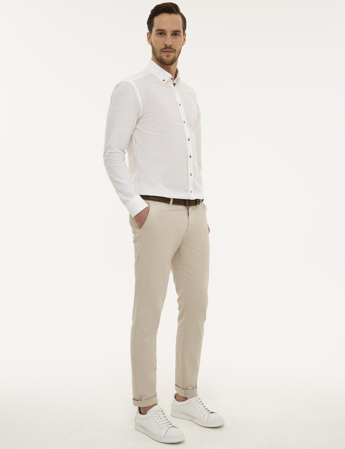 Bej Slim Fit Kanvas Pantolon - 50225937054