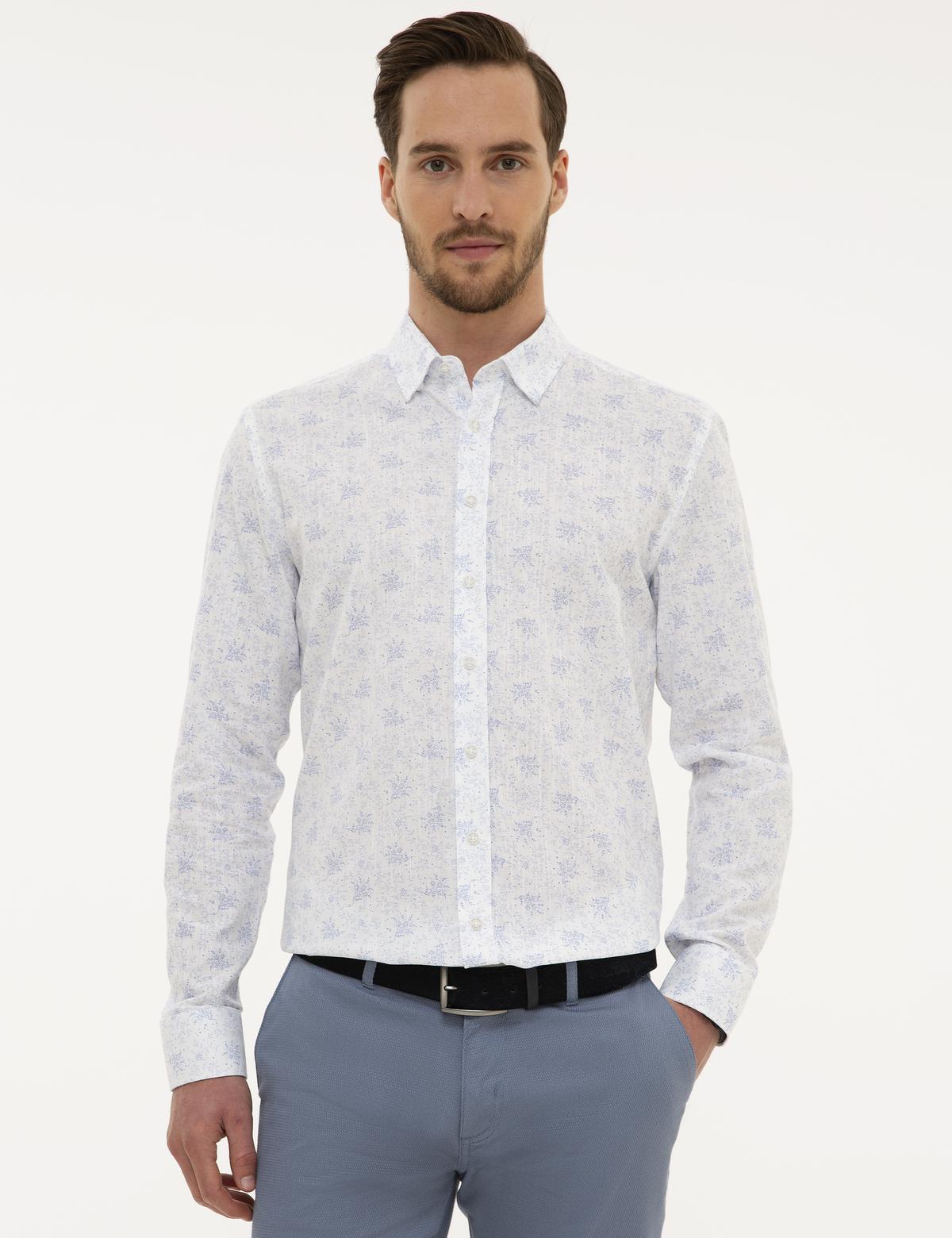 Beyaz Slim Fit Uzun Kollu Gömlek