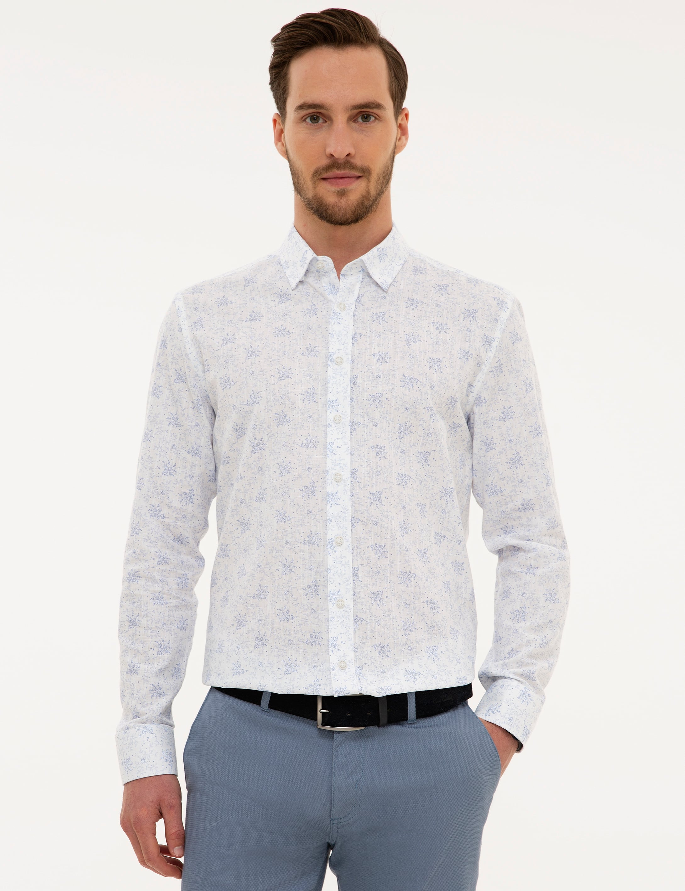 Beyaz Slim Fit Uzun Kollu Gömlek